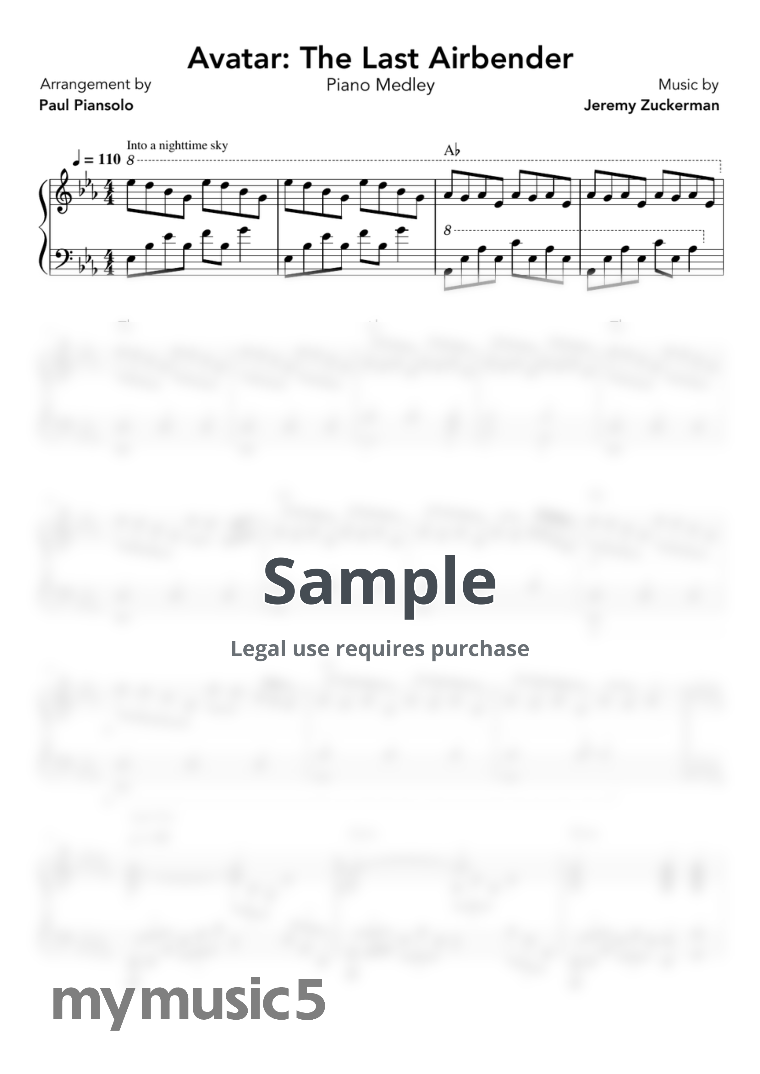 Jeremy Zuckerman - Avatar: The last airbender (Piano Version | Pdf + Midi) by Paul Piansolo