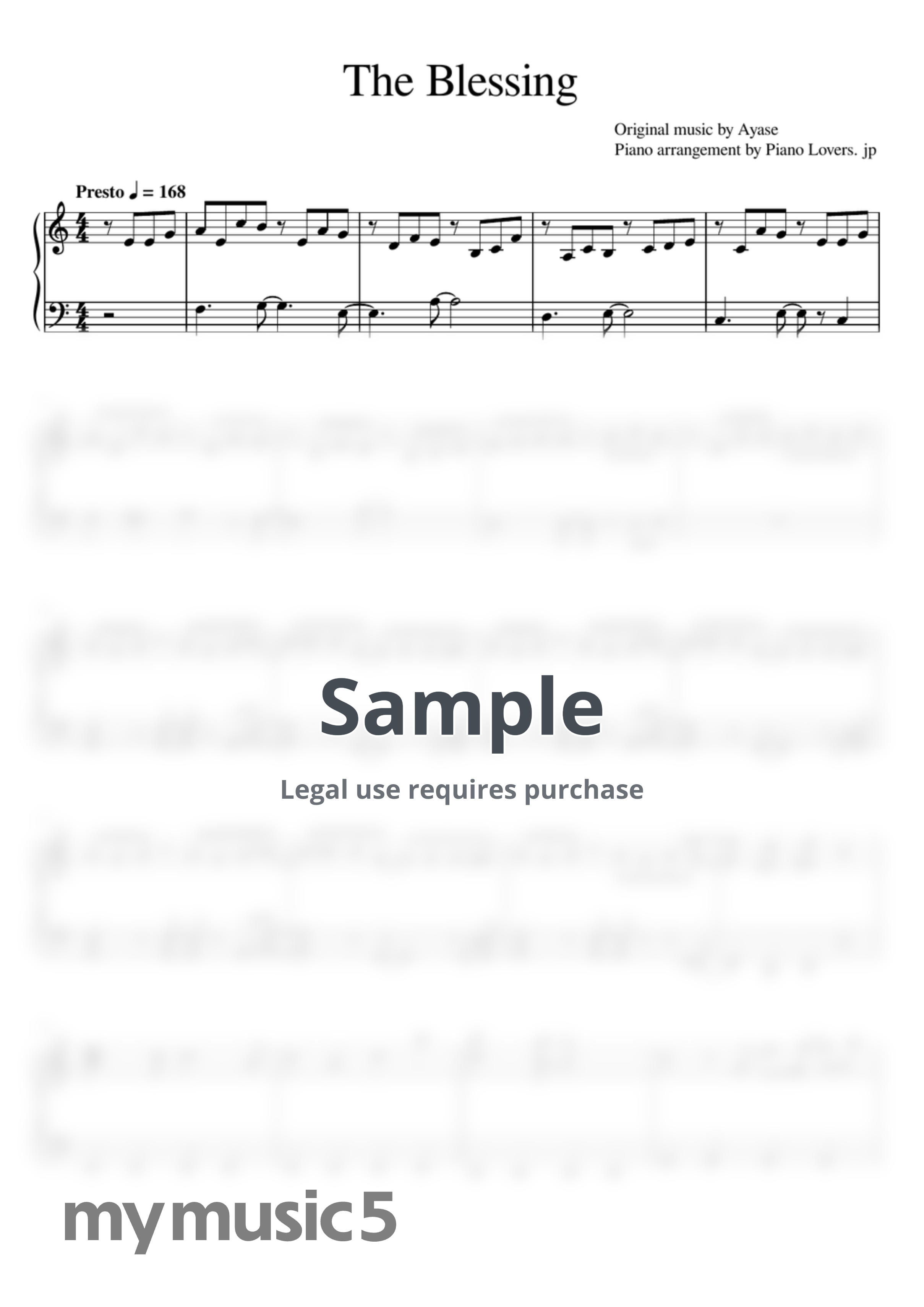 YOASOBI - The Blessing(Syukuhuku) (Mobile Suit Gundam / Piano Sheet Music / Beginner) by Piano Lovers. jp