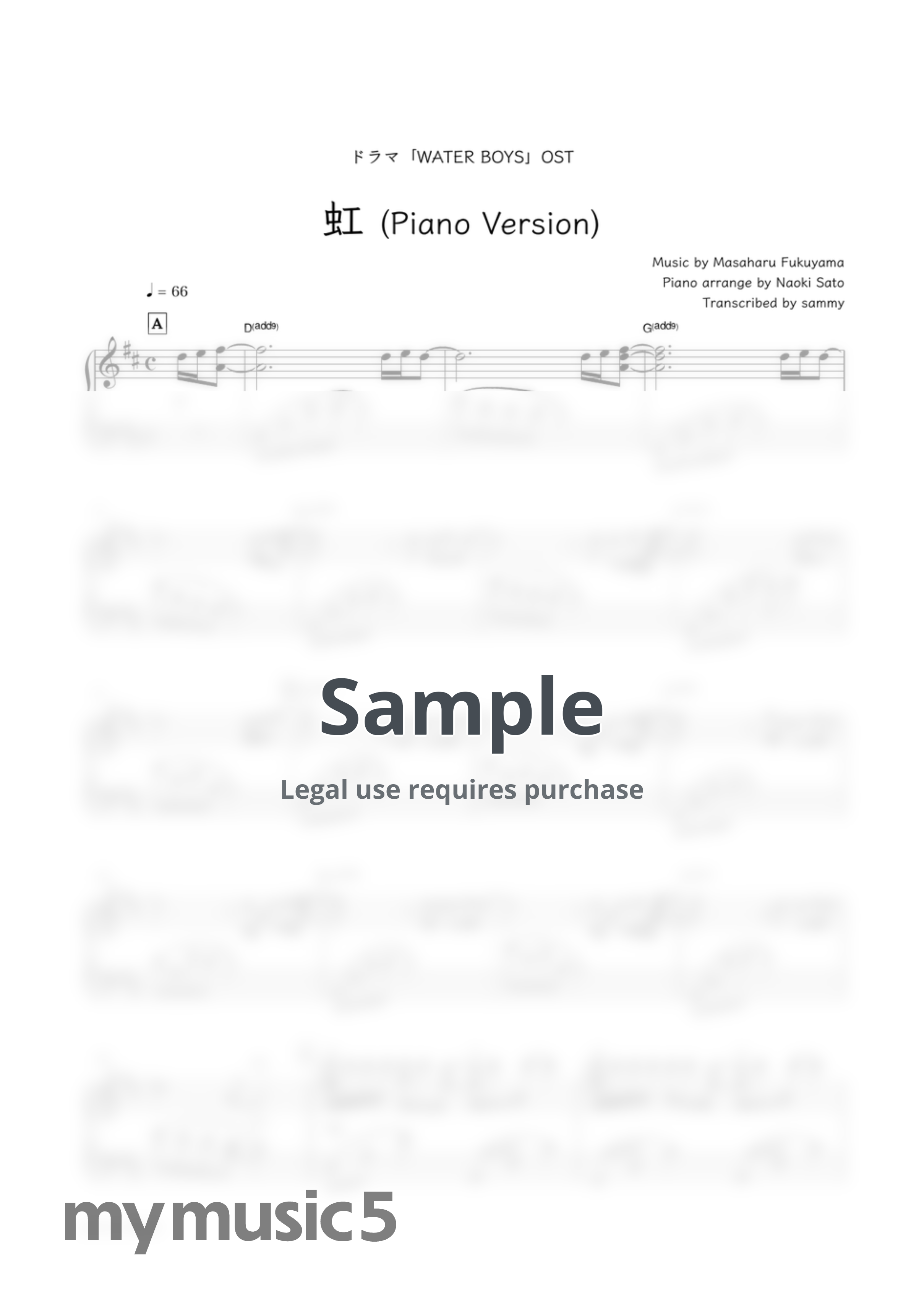 Masaharu Fukuyama / "Water Boys" OST - Niji -Piano Version- (虹) by sammy