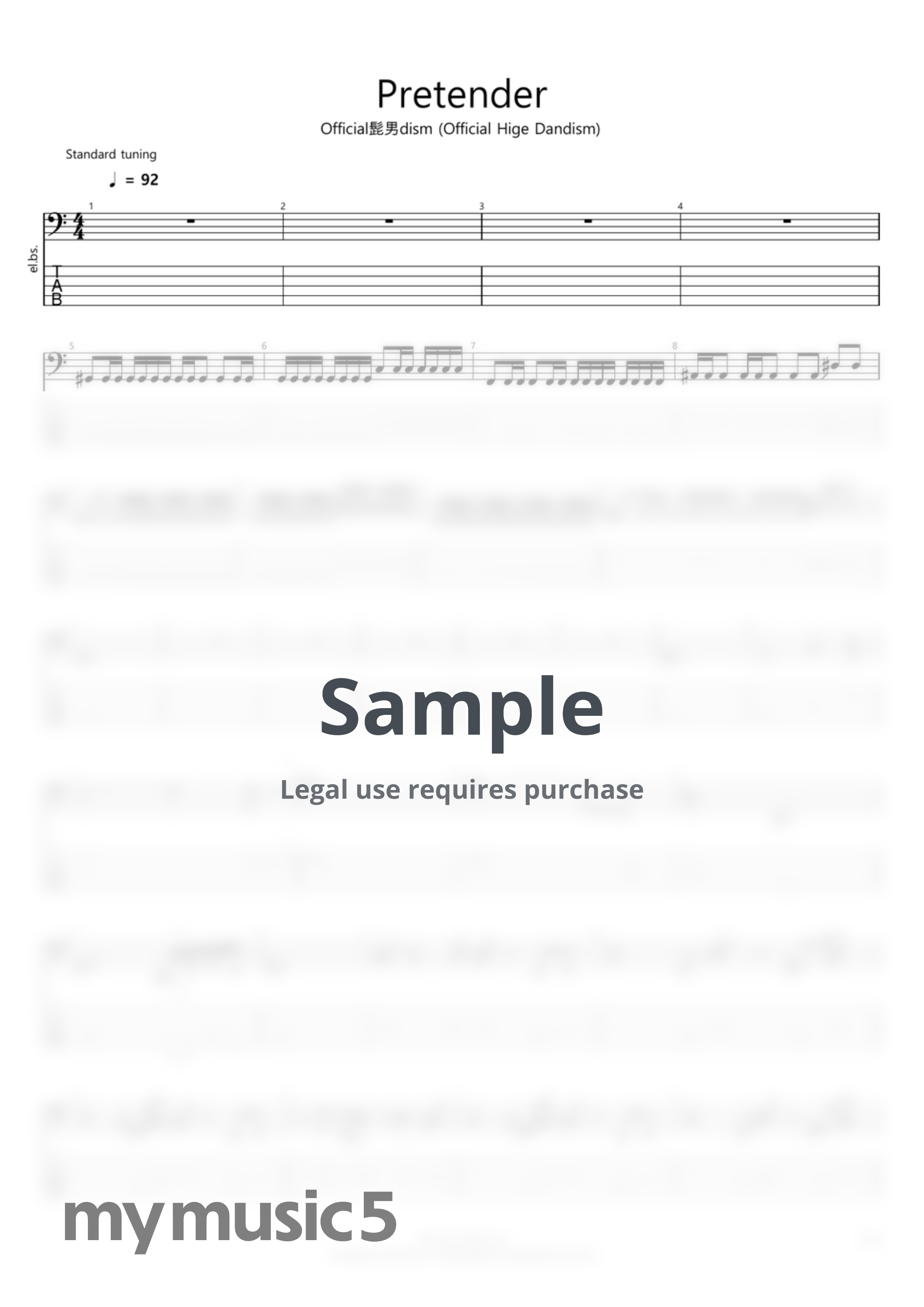 Official HIGE Dandism - Pretender (Bass 5string ver) by Zzero Gu