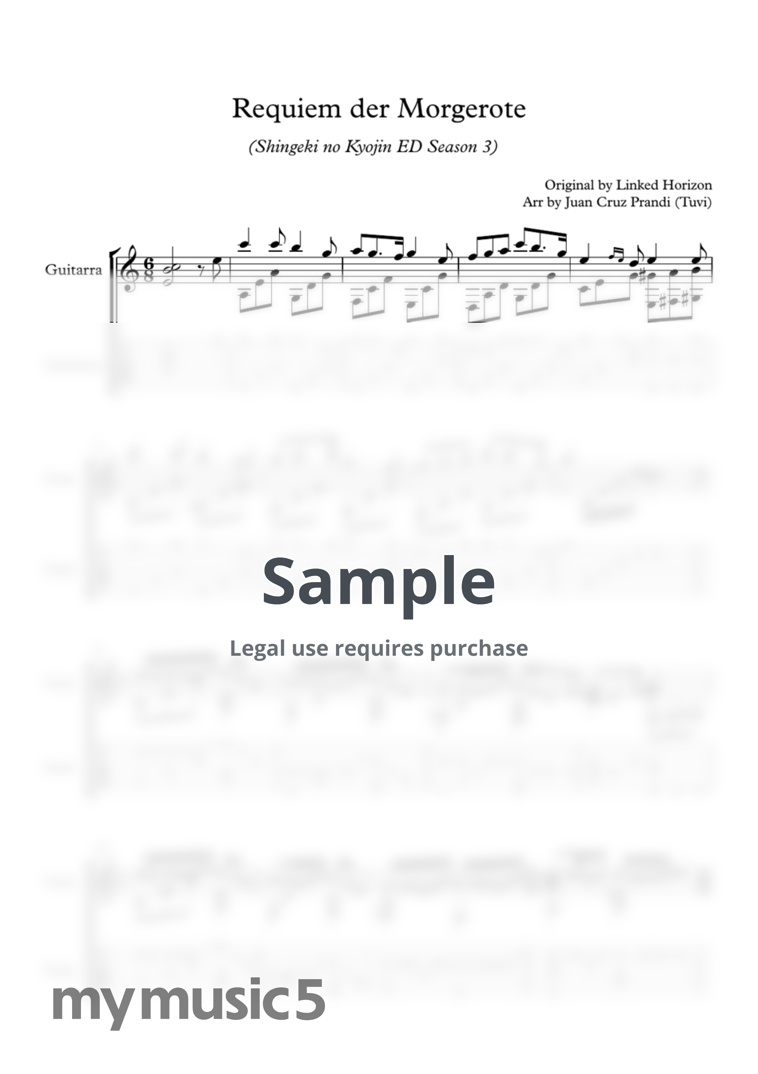 Linked Horizon - Requiem der Morgerote (Classical guitar/Guitar cover) by Tuvi_guitar