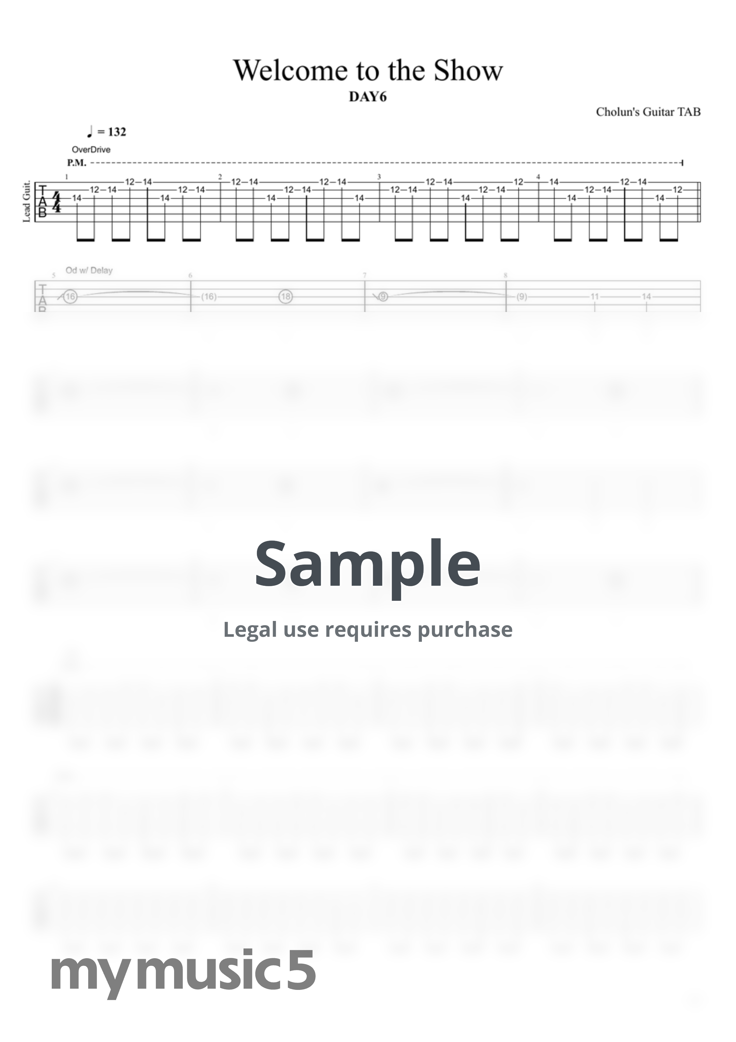 DAY6 - Welcome to the Show (일렉기타 TAB / 멜로디 / 코드 / 가사 악보) by Cholun's Guitar TAB