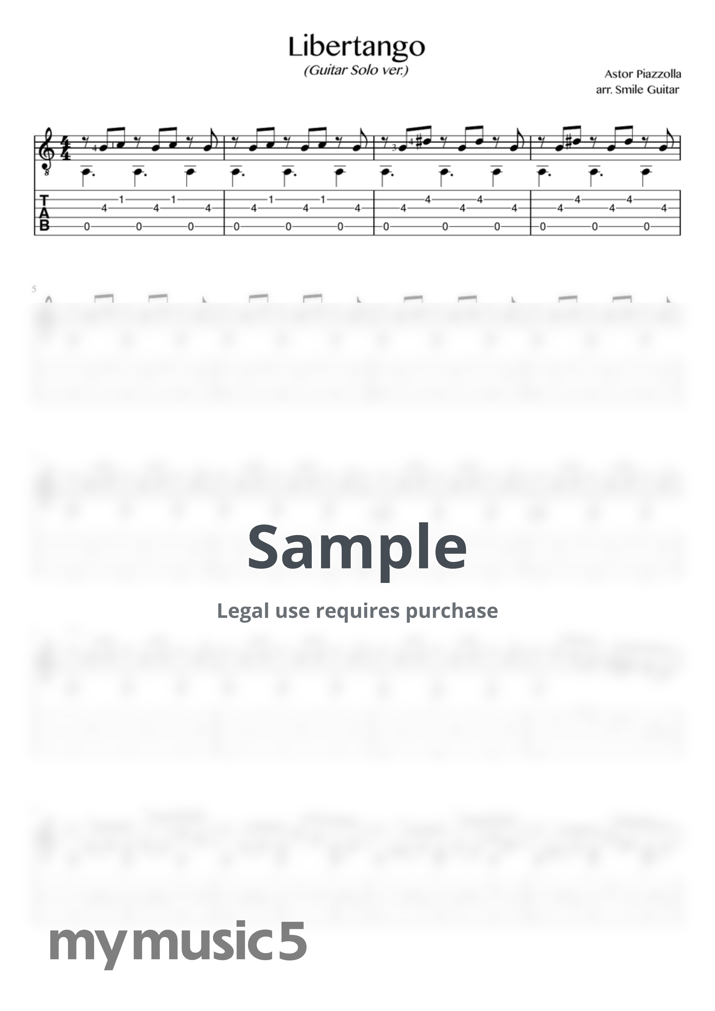 Astor Piazzolla - Libertango (Guitar solo ver.) by Smile Guitar