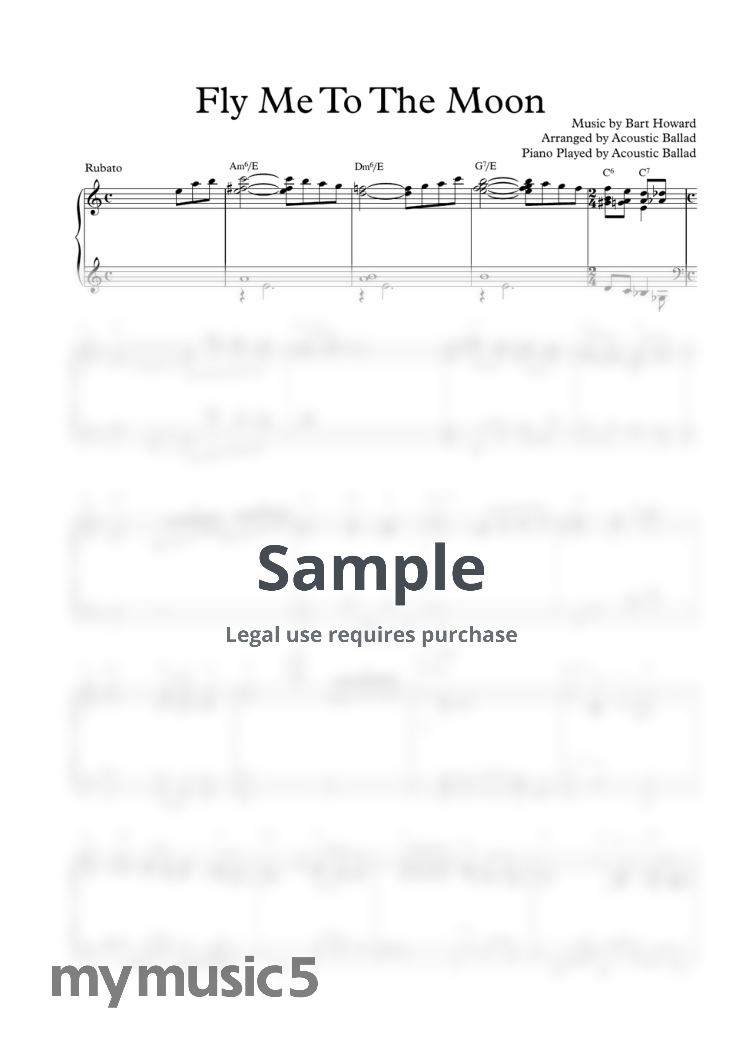 Bart Howard - Fly Me To The Moon (Solo Piano Ver.) by Acoustic Ballad