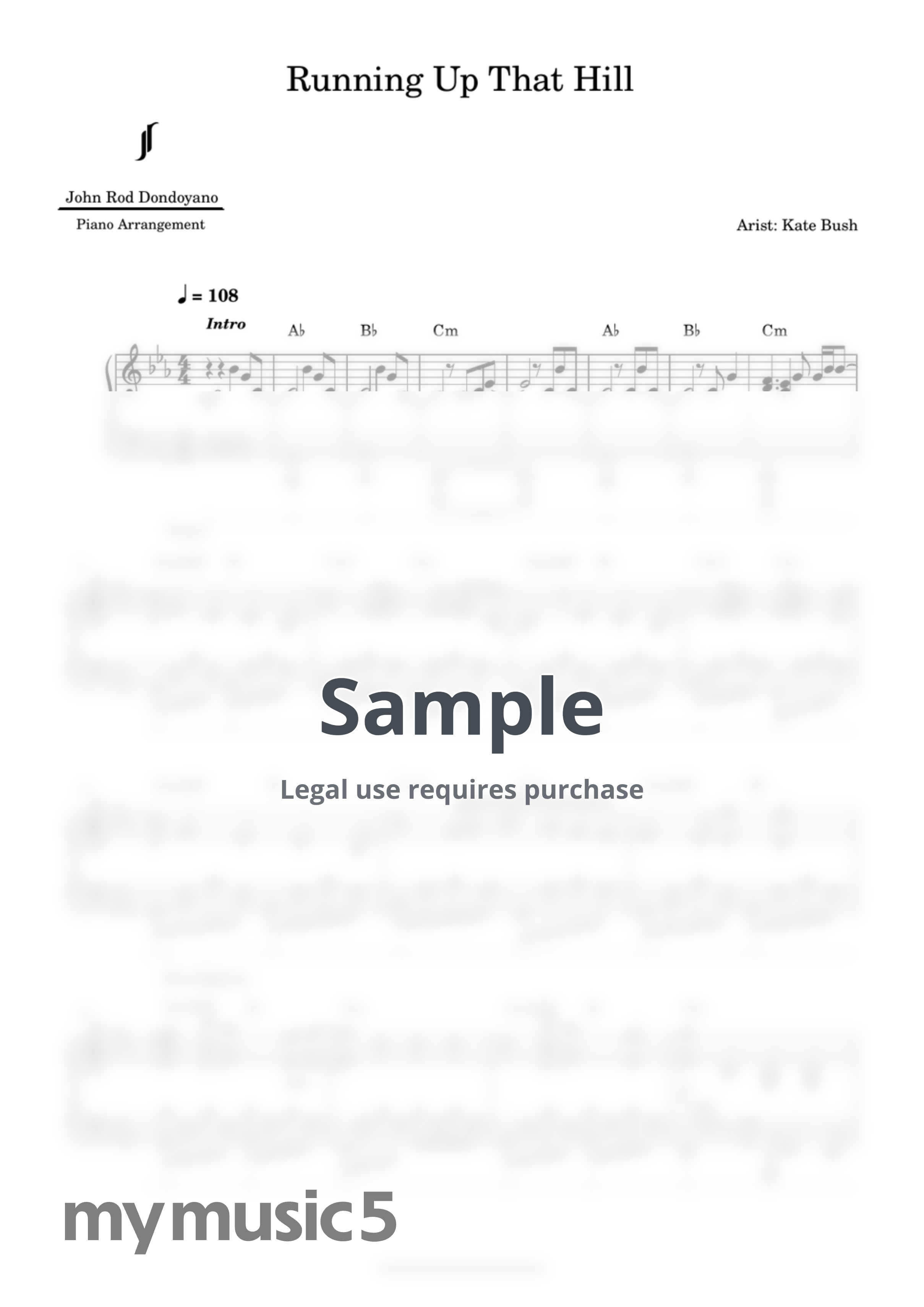 Kate Bush - Running Up That Hill (PIANO SHEET) by John Rod Dondoyano