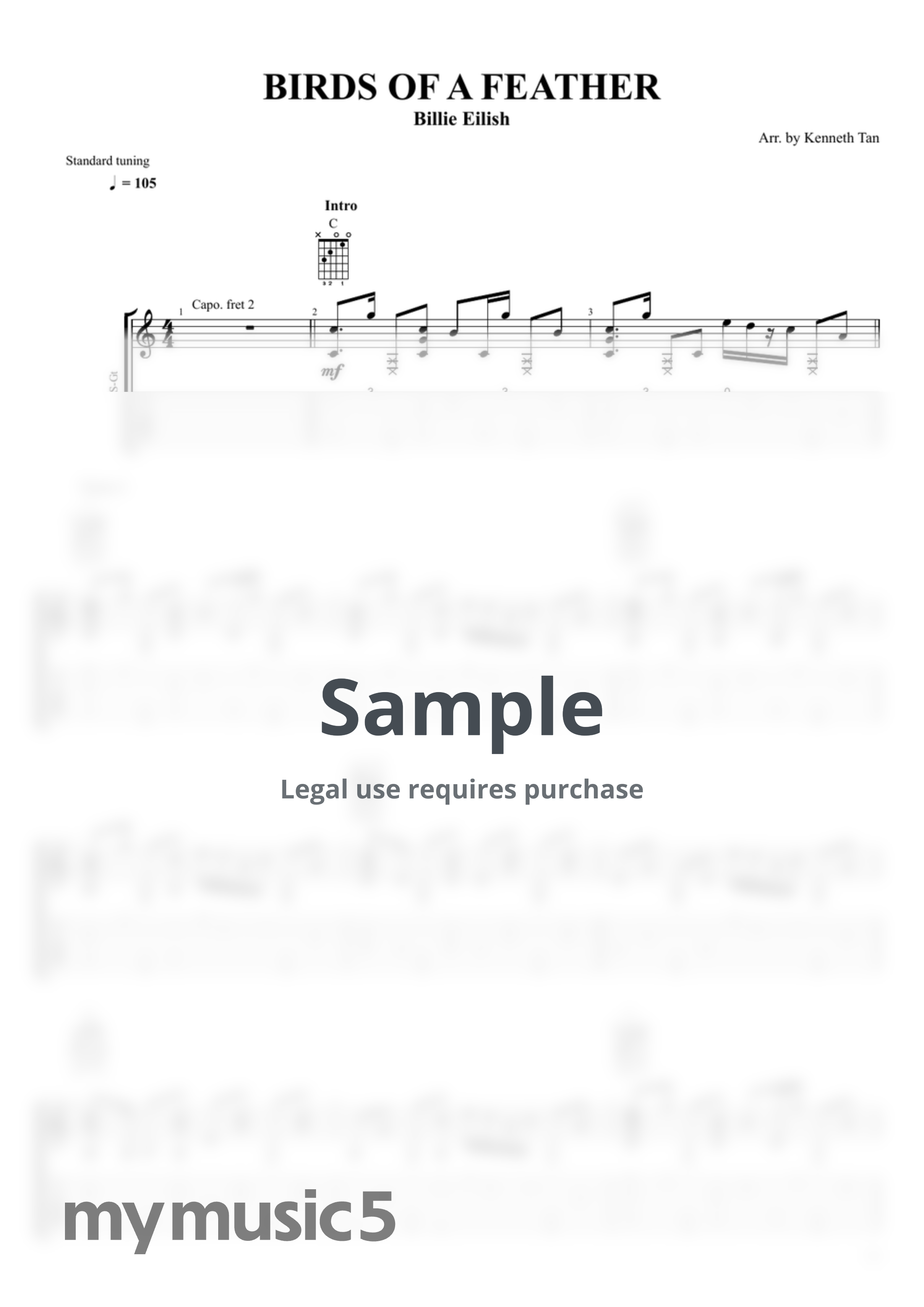 Billie Eilish | Fingerstyle Guitar - BIRDS OF A FEATHER by Kenneth Acoustic