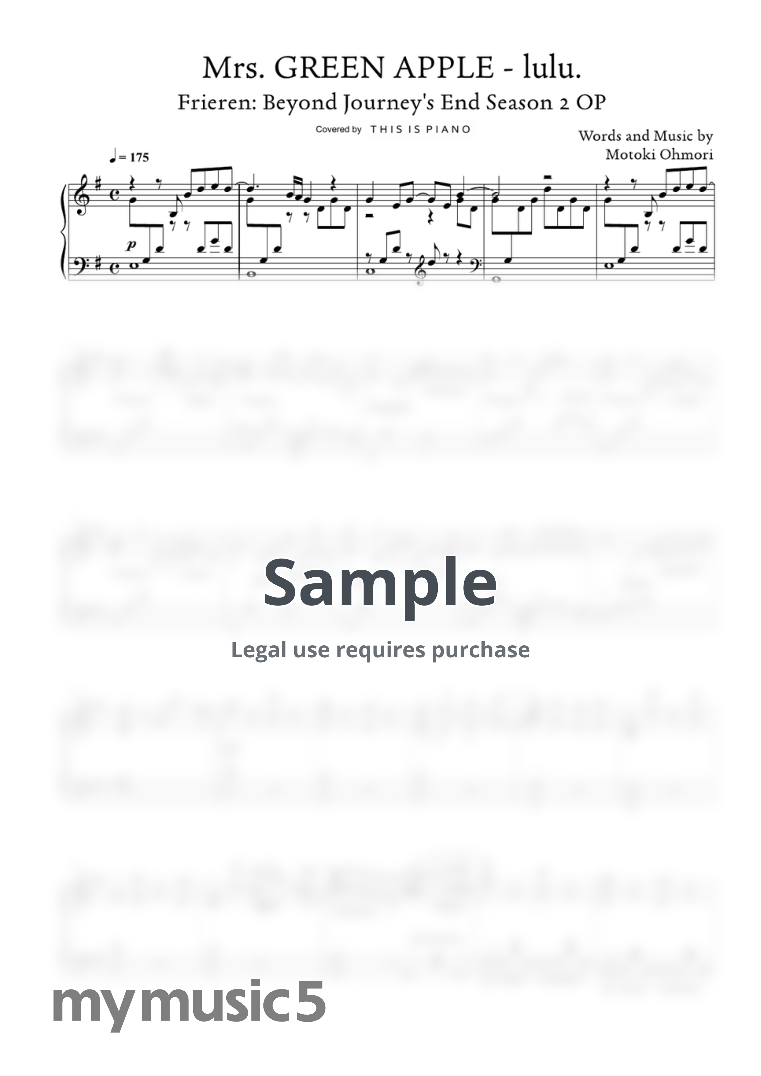 Mrs. GREEN APPLE - lulu. (Frieren: Beyond Journey's End Season 2 OP) by THIS IS PIANO