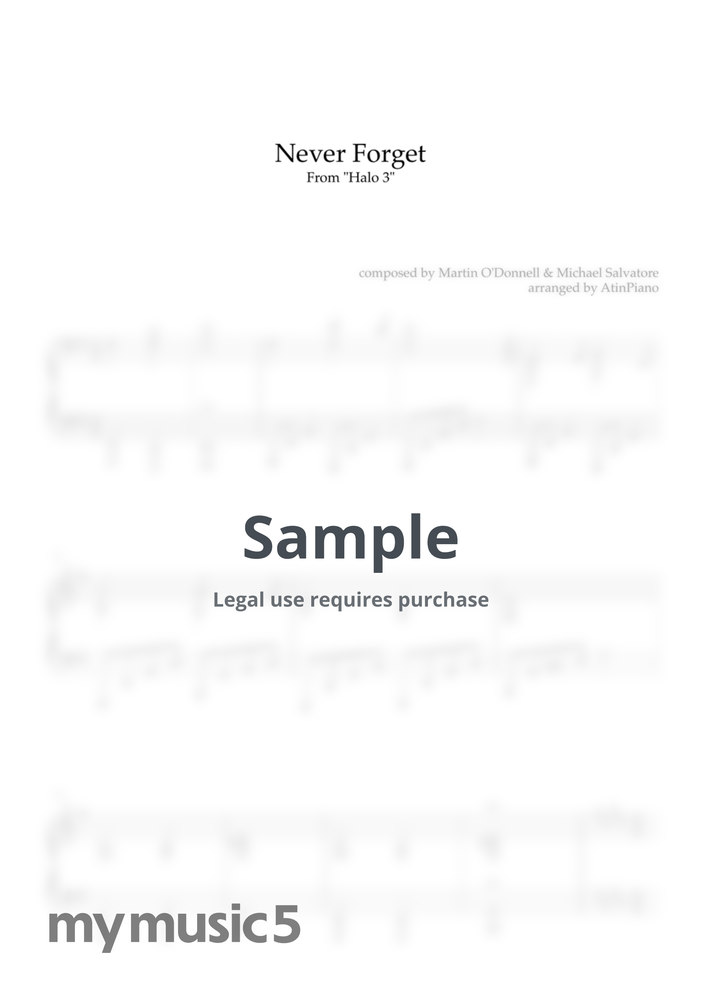 Martin O'Donnell, Michael Salvatori - Never Forget (Piano Solo) by AtinPiano