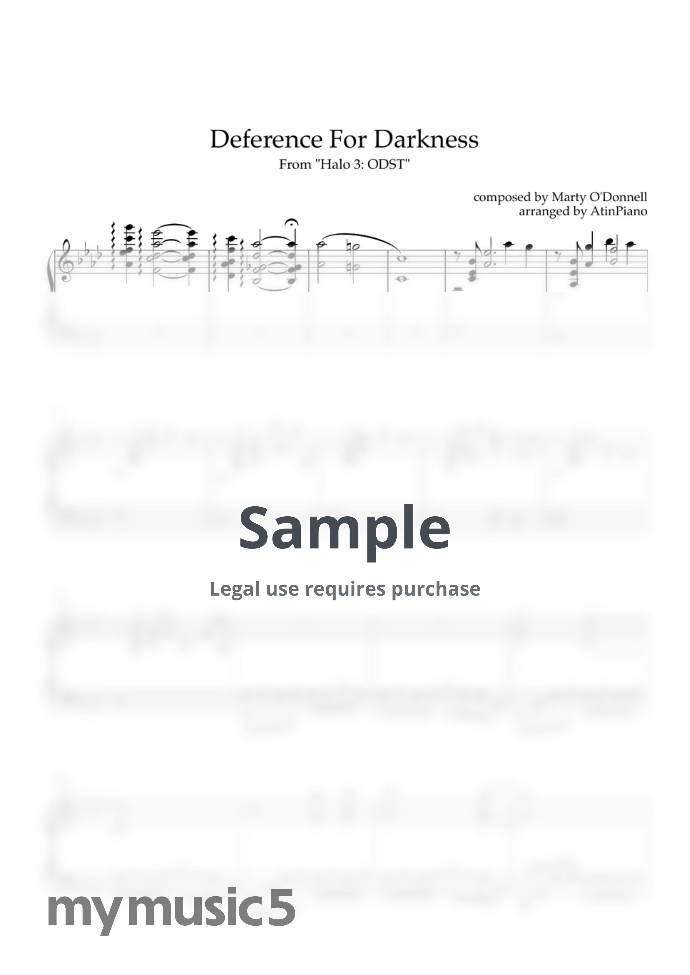 Martin O'Donnell, Michael Salvatori - Deference for Darkness (Piano Solo) by AtinPiano
