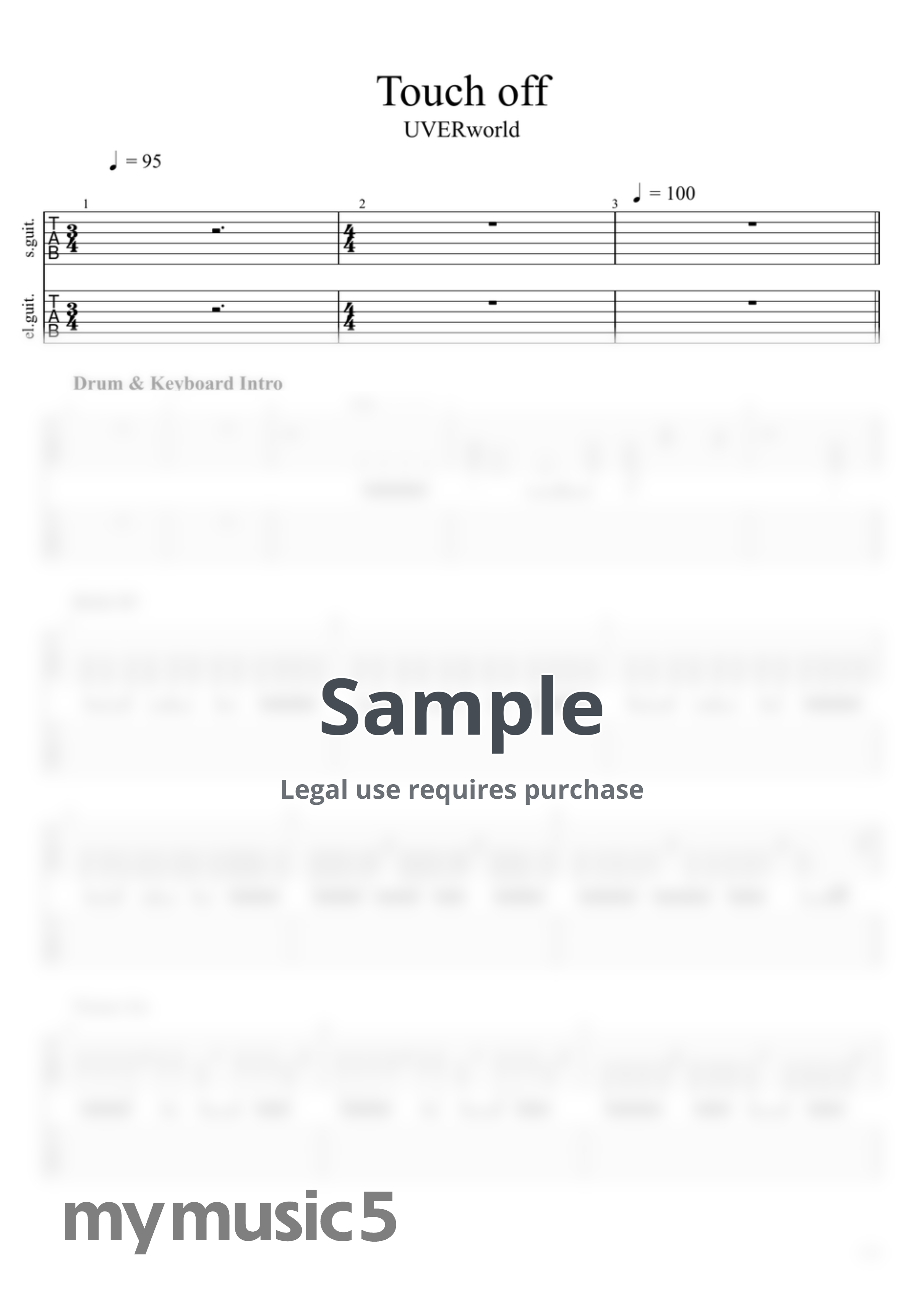 UVERworld - Touch Off (Gt1,2) by 악보하자