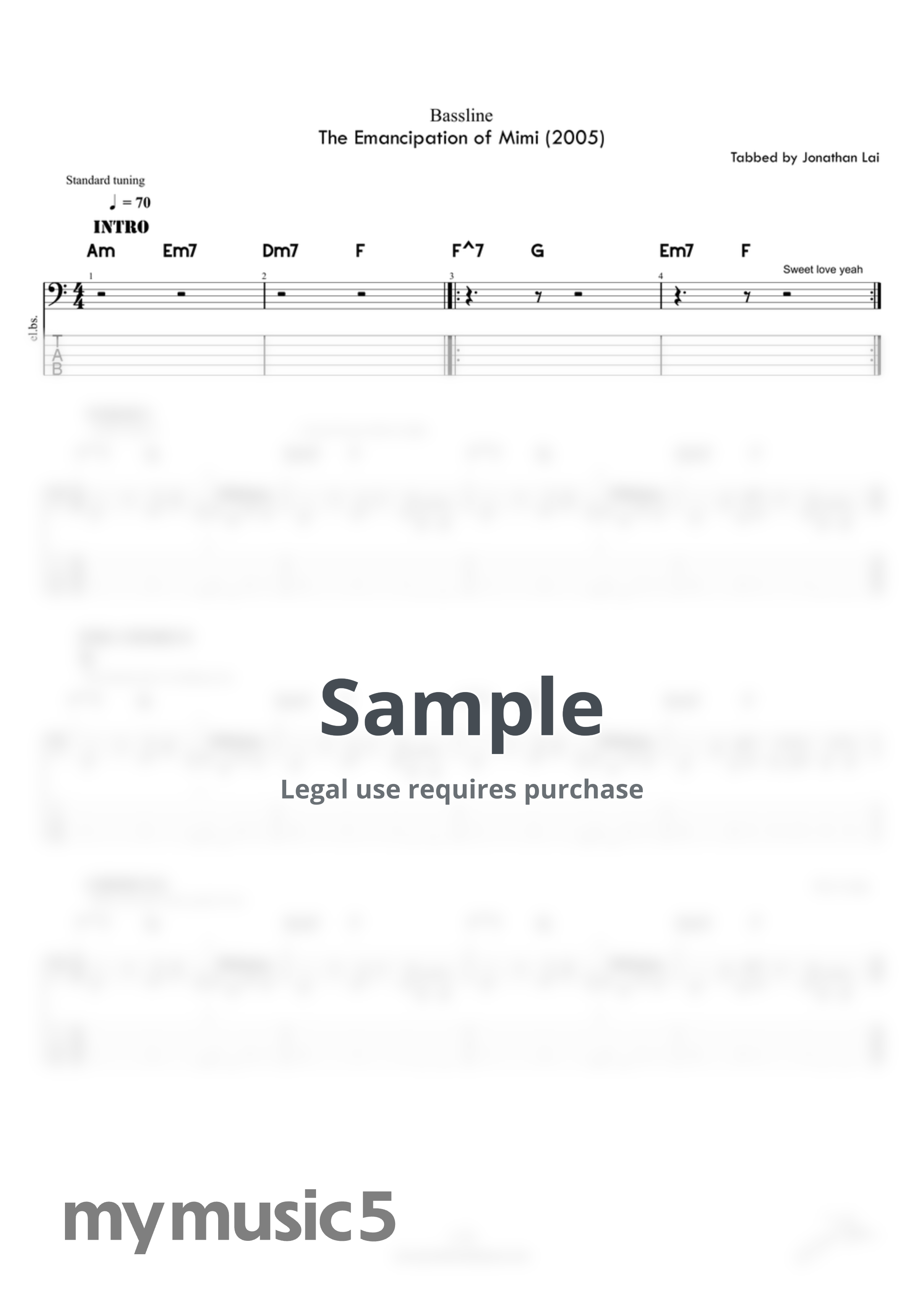 Mariah Carey - We Belong Together (Bass Guitar Score) by Jonathan Lai
