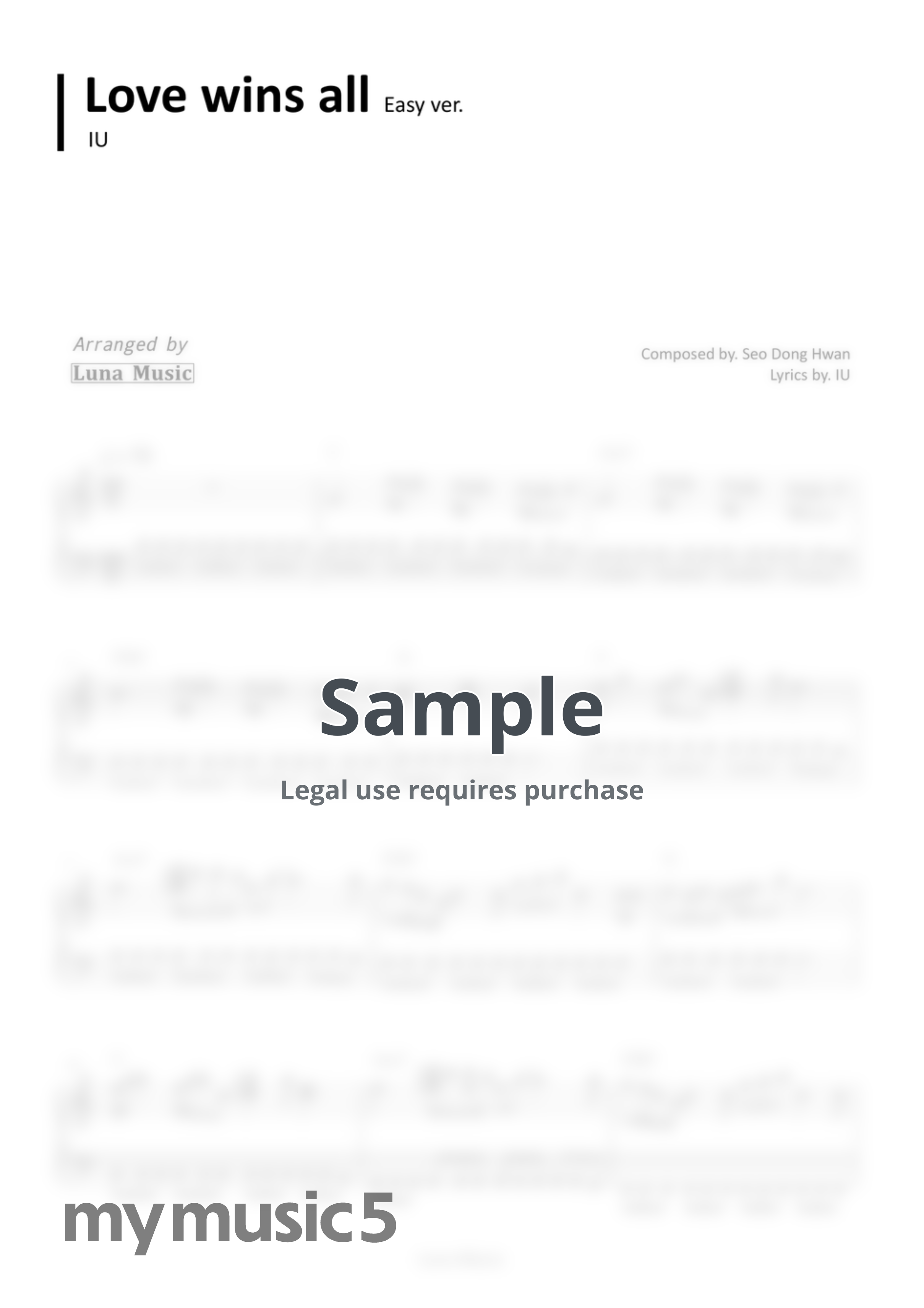 IU - Love Wins All (Easy Piano Sheet) by 𝐋𝐮𝐧𝐚 𝐌𝐮𝐬𝐢𝐜 𝐄𝐚𝐬𝐲