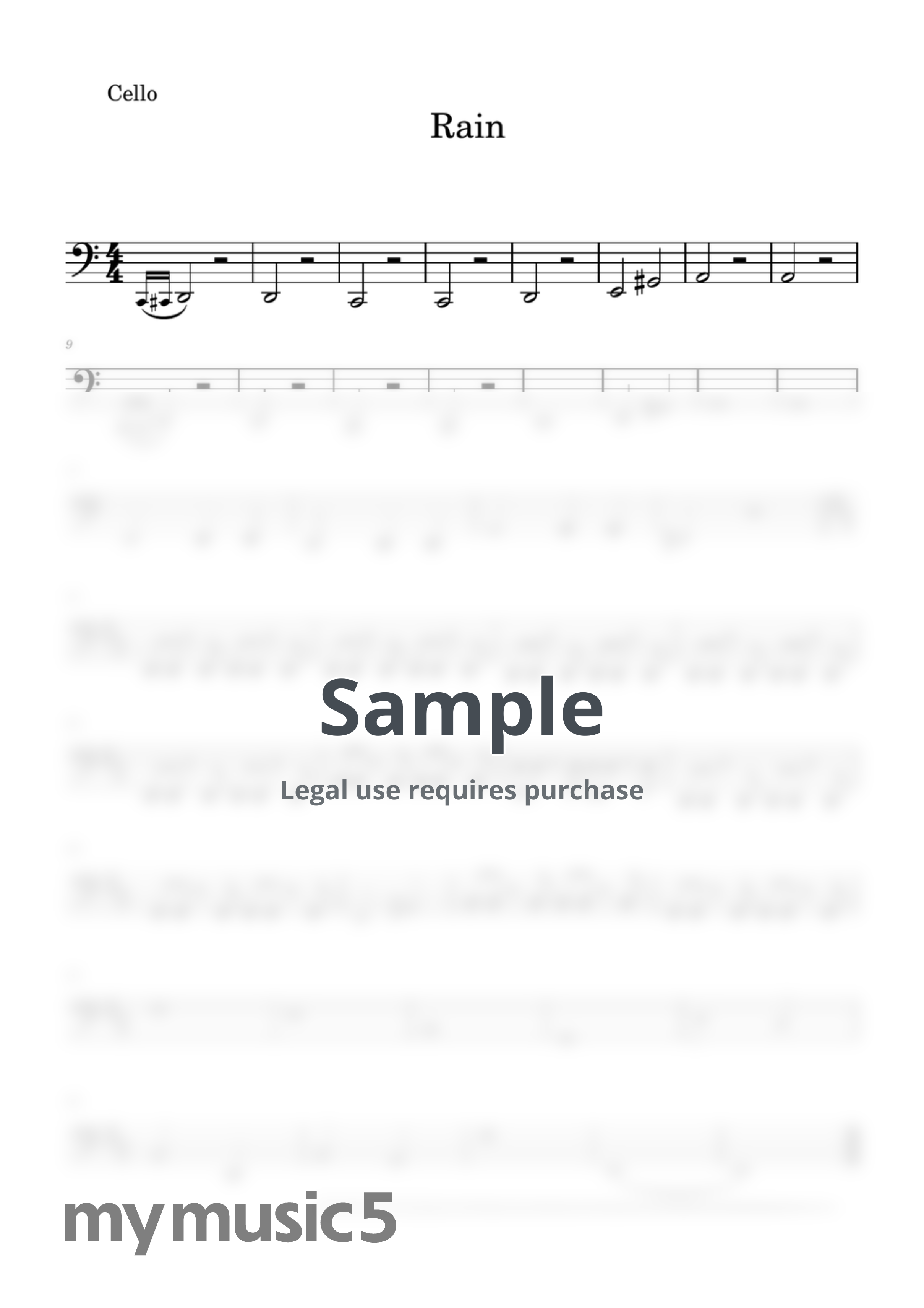 류이치 사카모토 - Rain for 3 strings (cello part) by 엘가뮤직