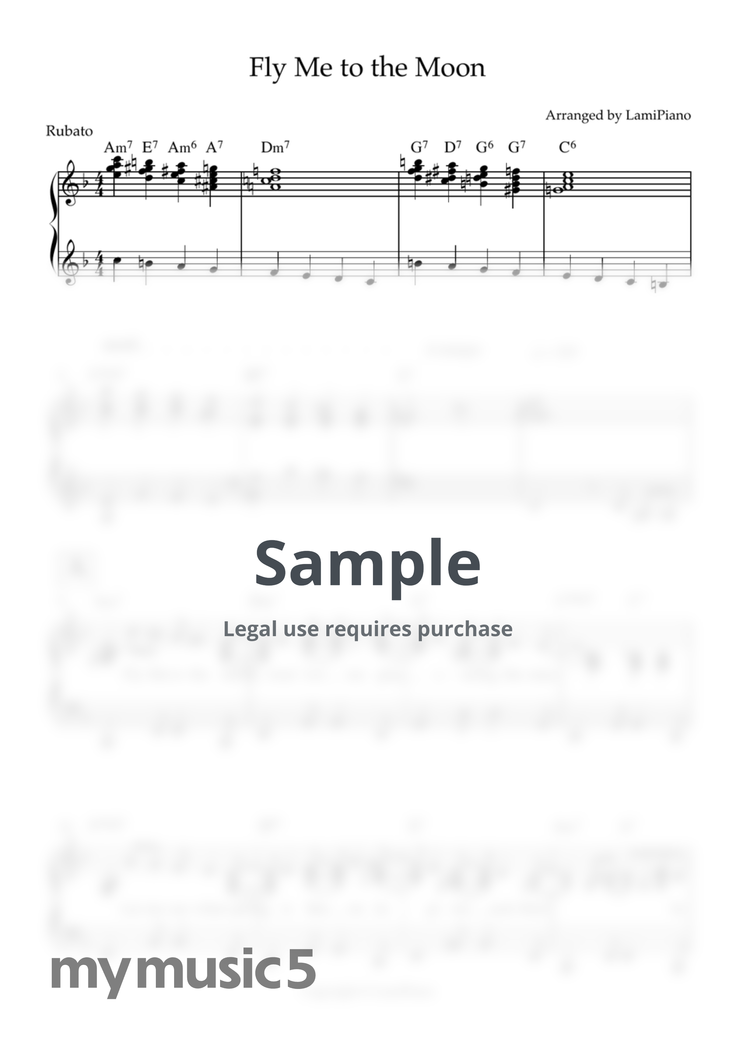 Bart Howard - Fly me to the moon (Jazz piano / Bossanoova /chords/ solopiano) by LamiPiano