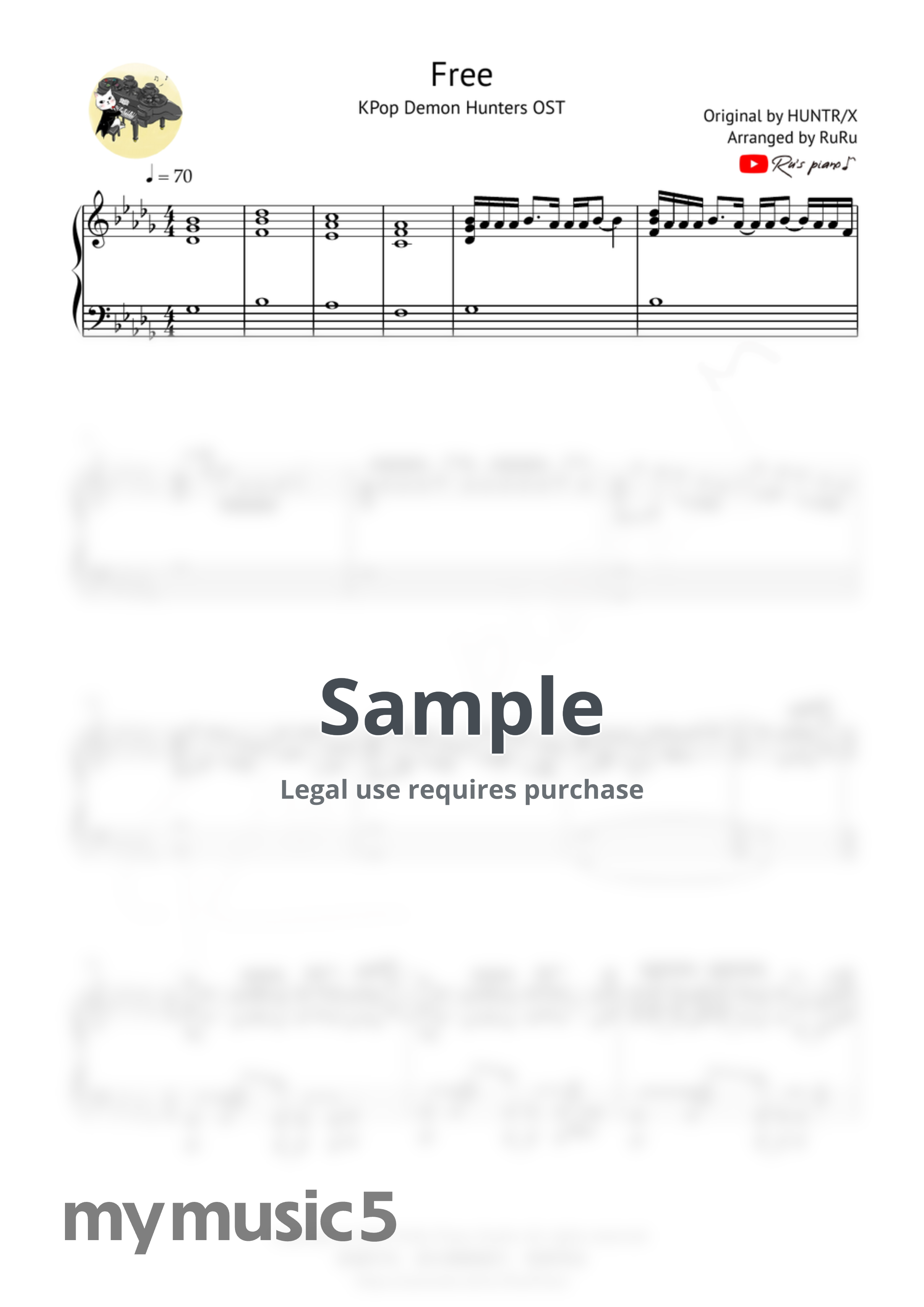 HUNTR/X - Free (KPop Demon Hunters OST) by Ru's Piano