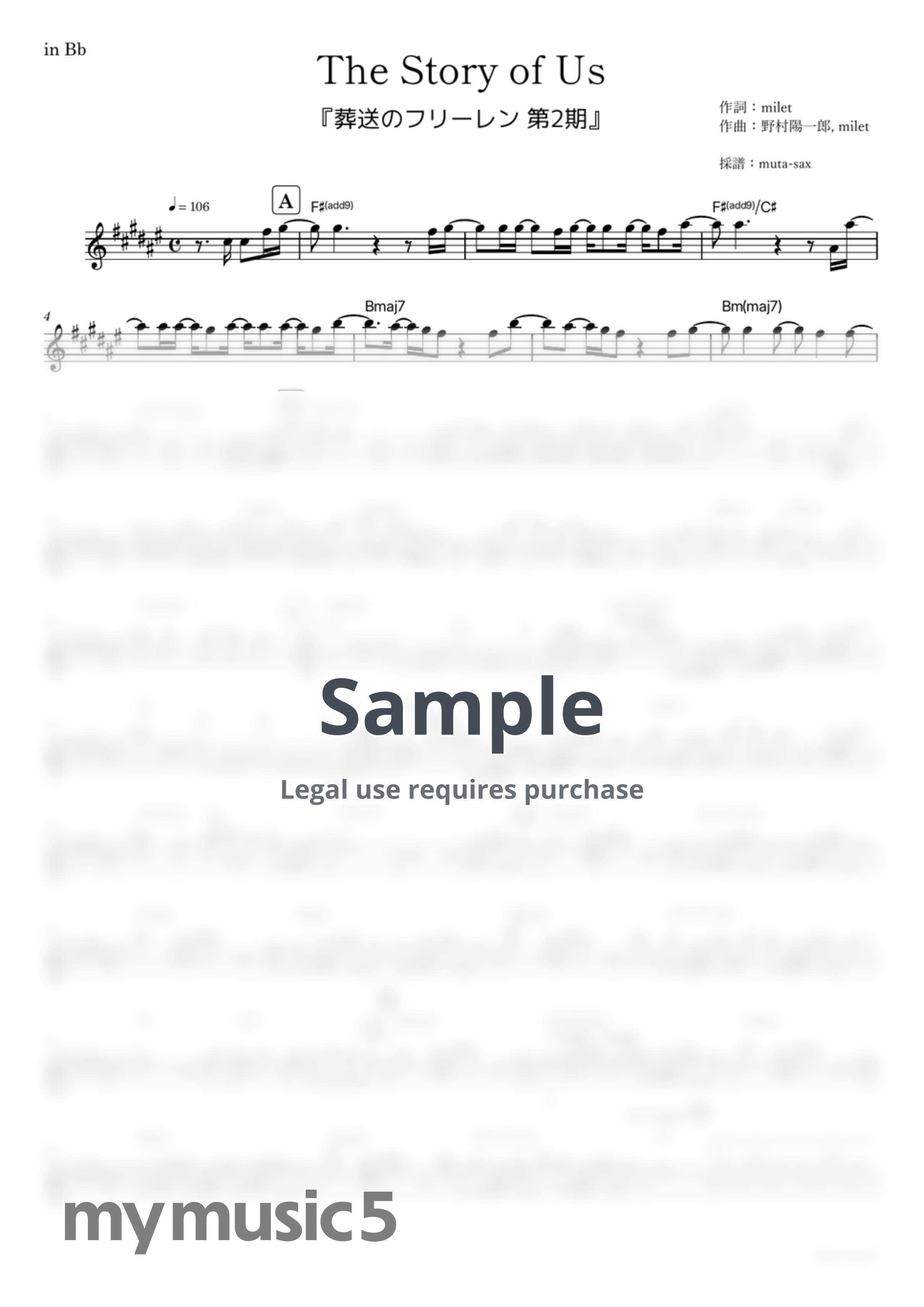 milet - The Story of Us (Frieren: Beyond Journey's End Season 2 / in Bb) by muta-sax