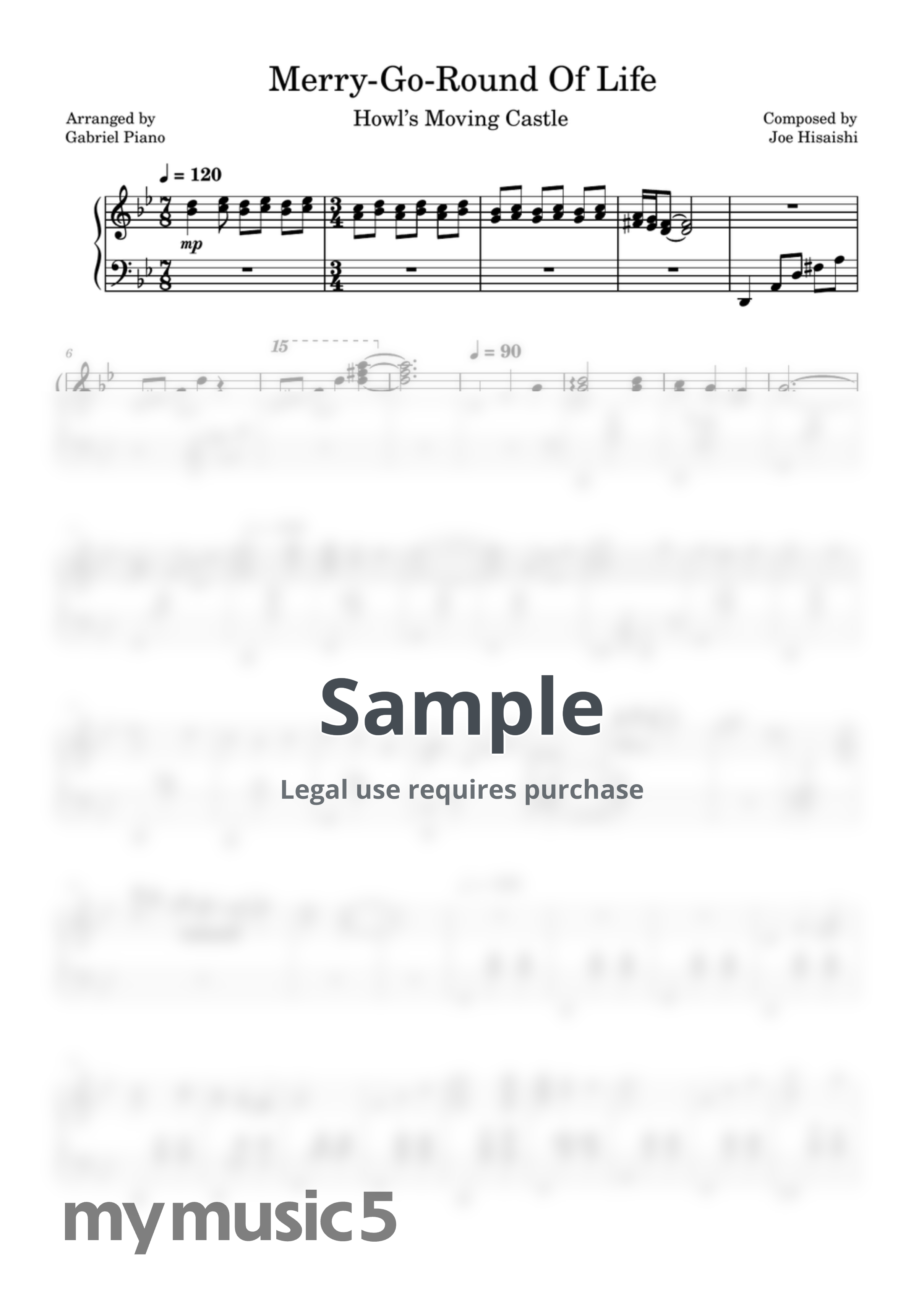 Joe Hisaishi - Merry-Go-Round Of Life by Gabriel Piano