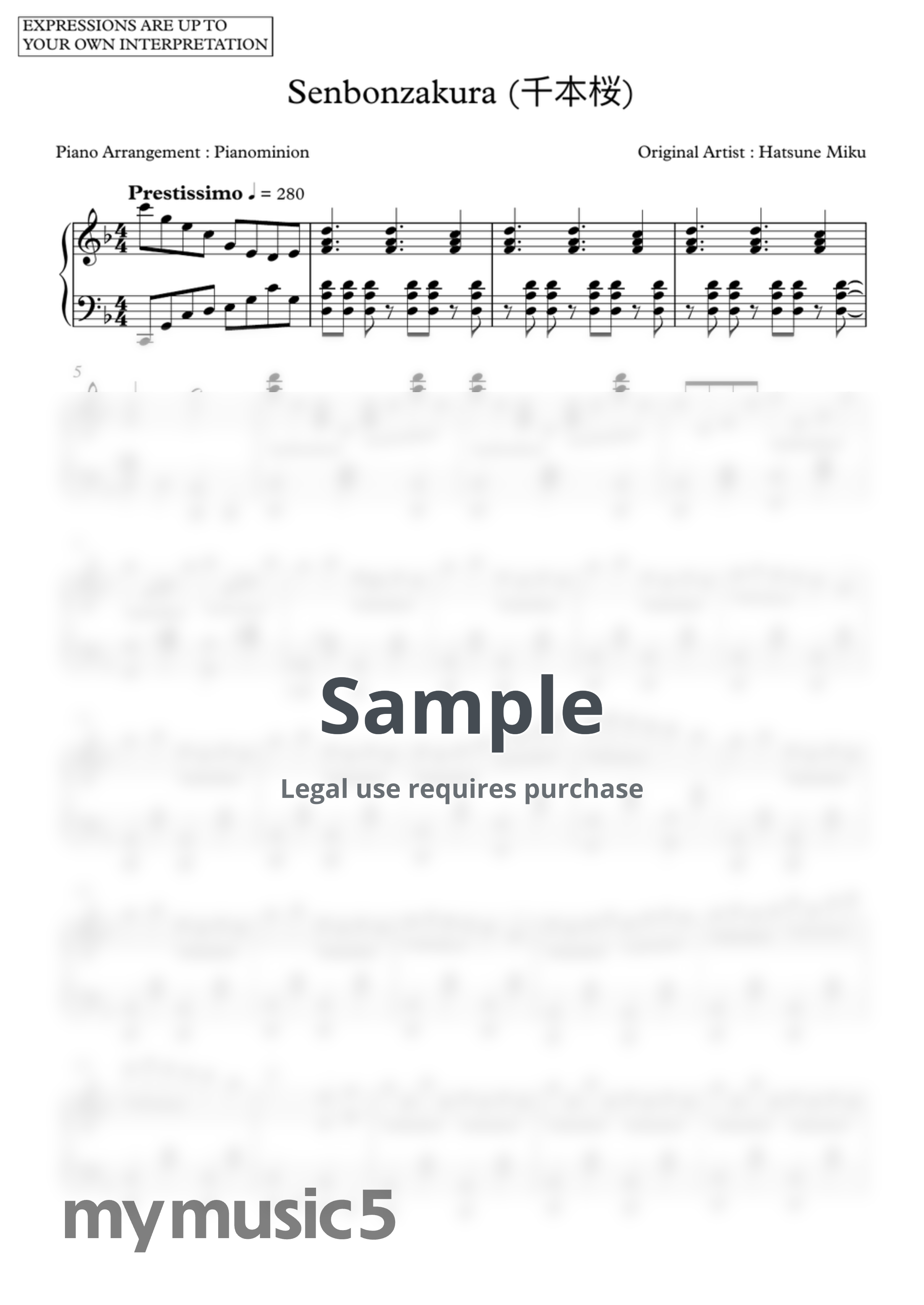 Hatsune Miku - Senbonzakura (千本桜) by Pianominion