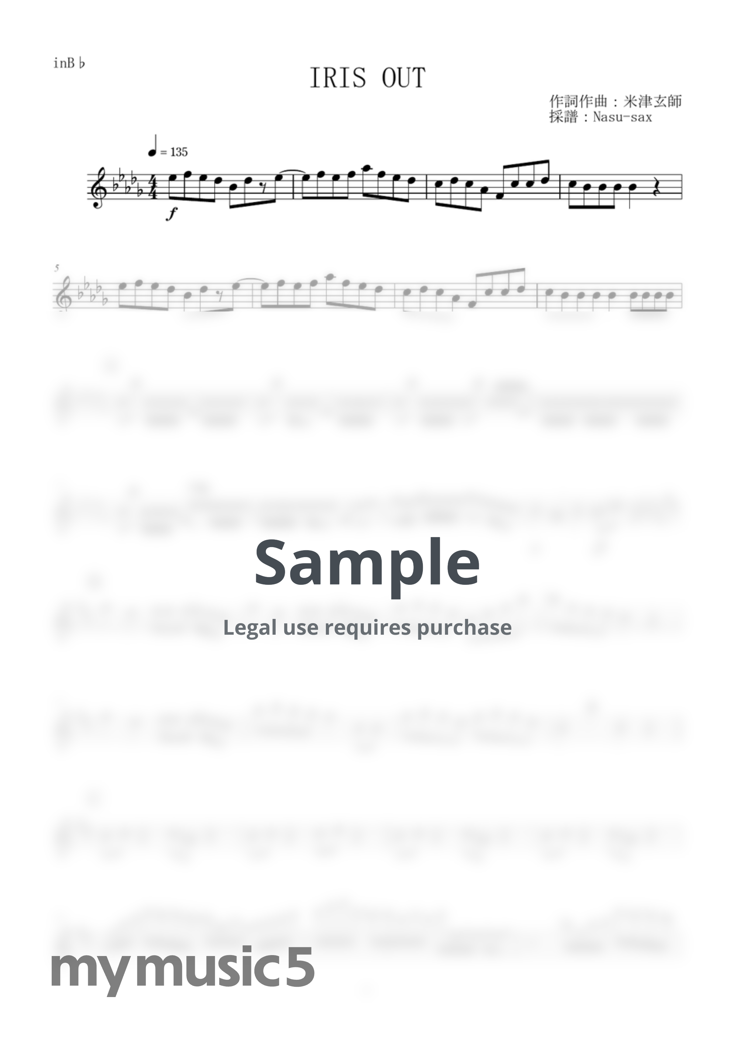 Kenshi Yonezu - IRIS OUT (inB♭) by Nasu☆saxophone