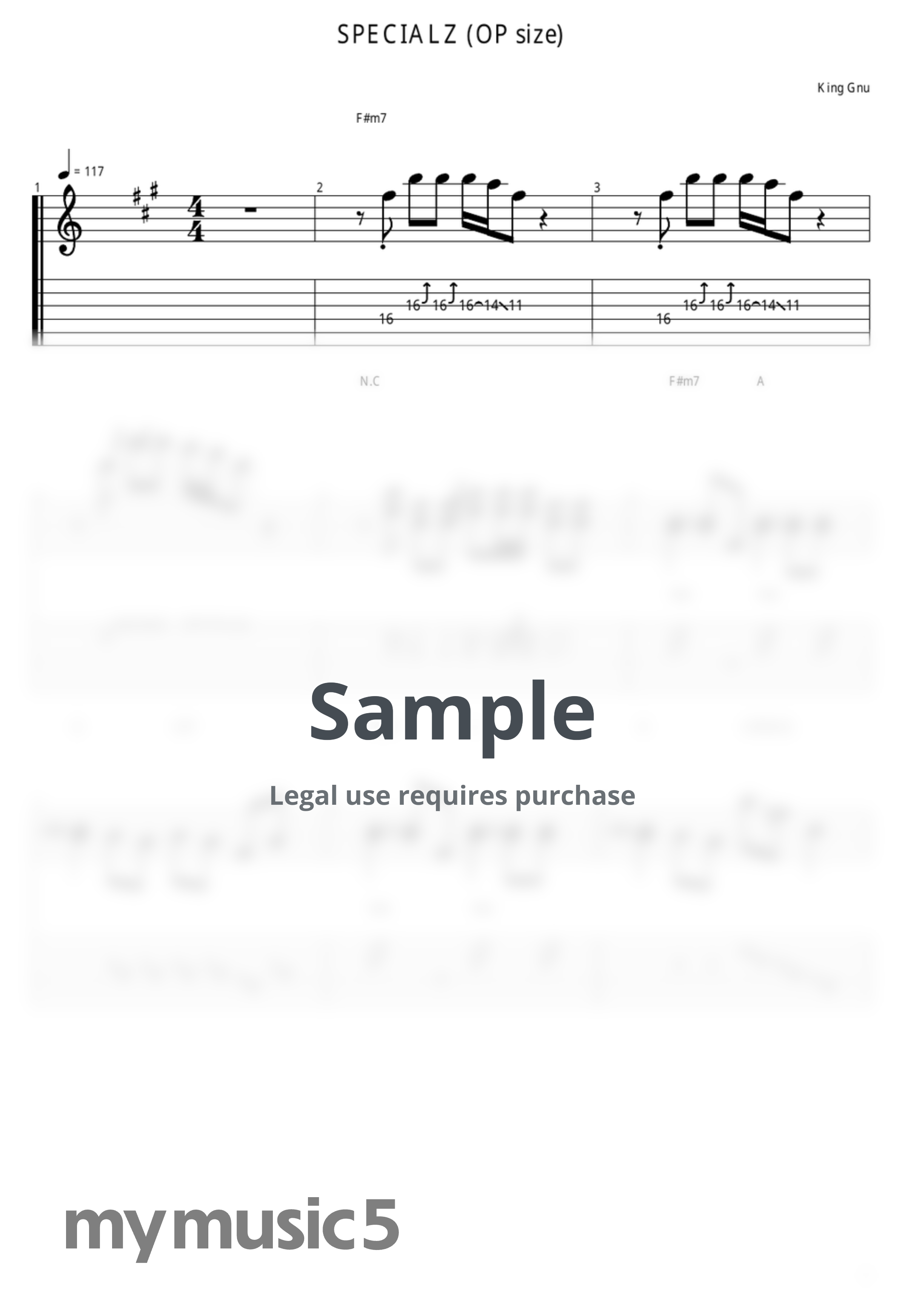 King Gnu - SPECIALZ (OP size) by guitar cover with tab