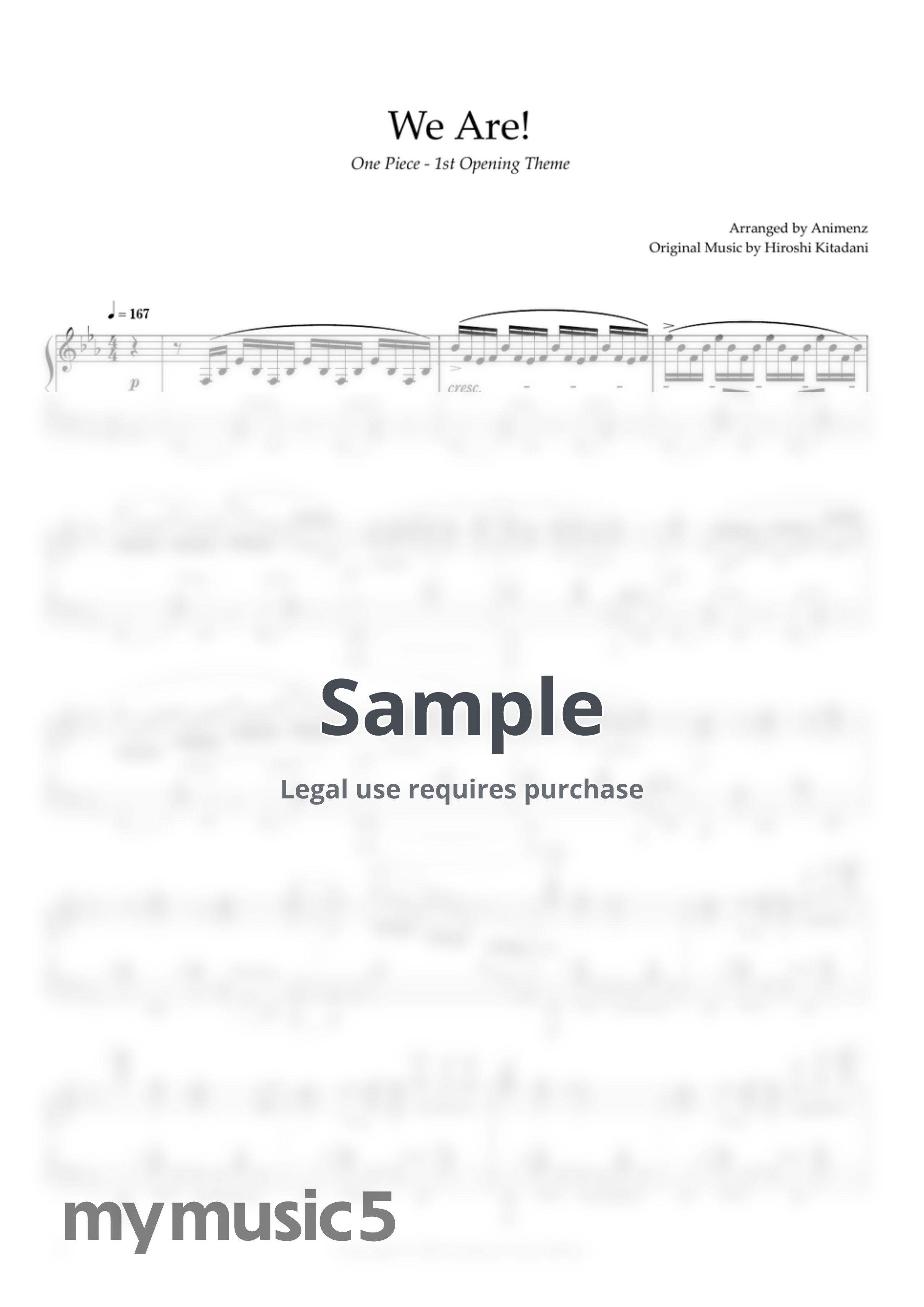 Hiroshi Kitadani - We Are! (One Piece OP1) by Animenz