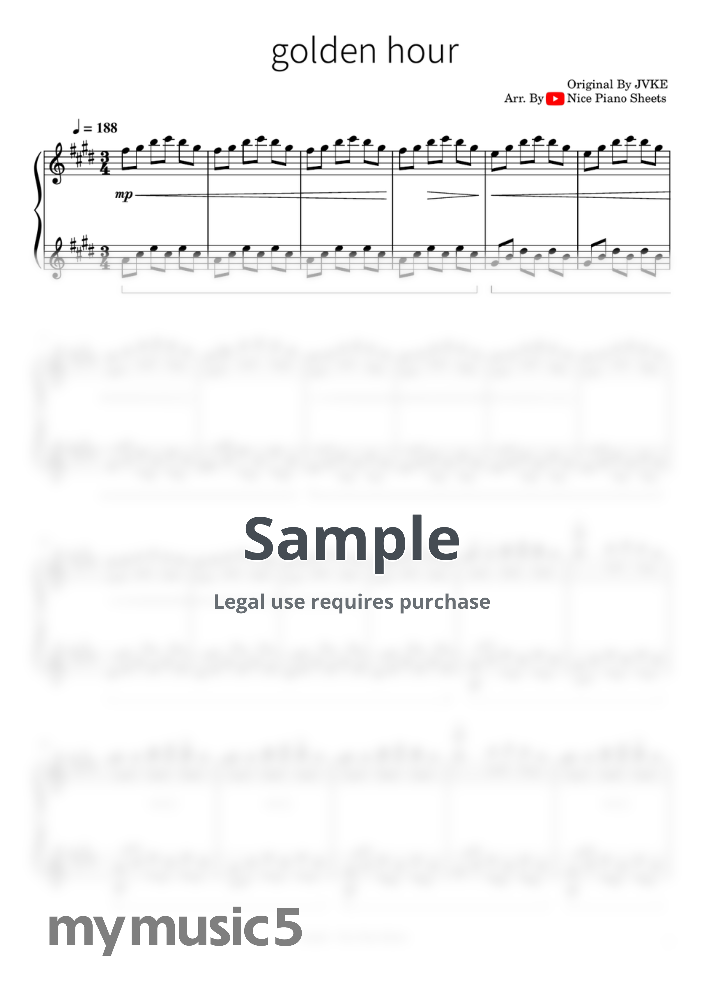 JVKE - golden hour by Nice piano sheets