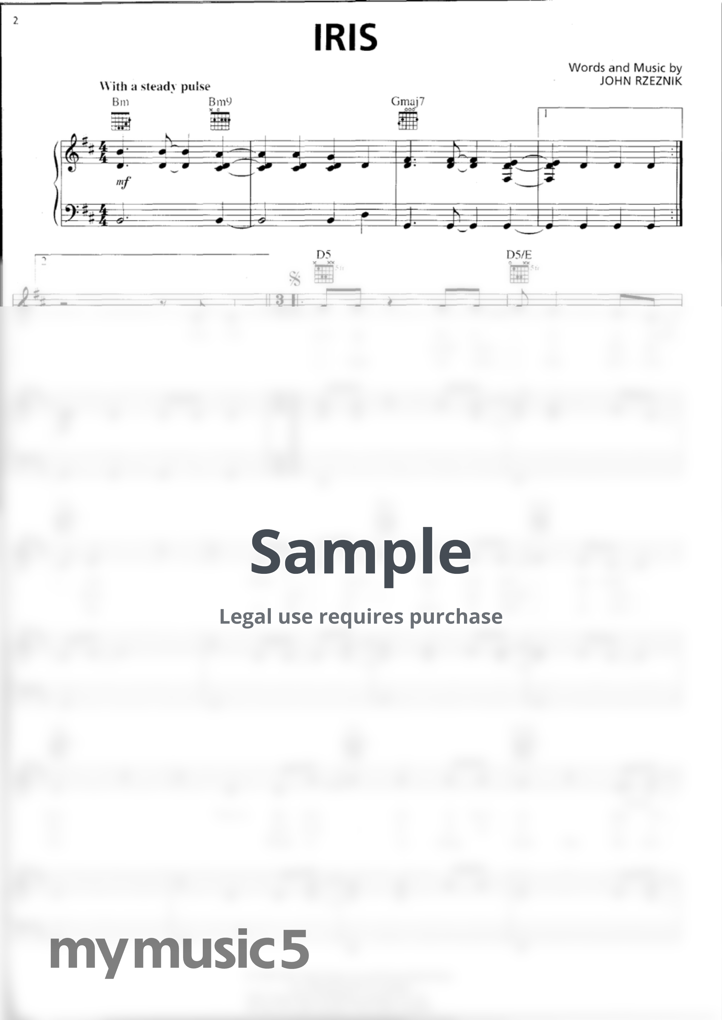 Goo Goo Dolls - IRIS (Piano) by Sheet Music Express