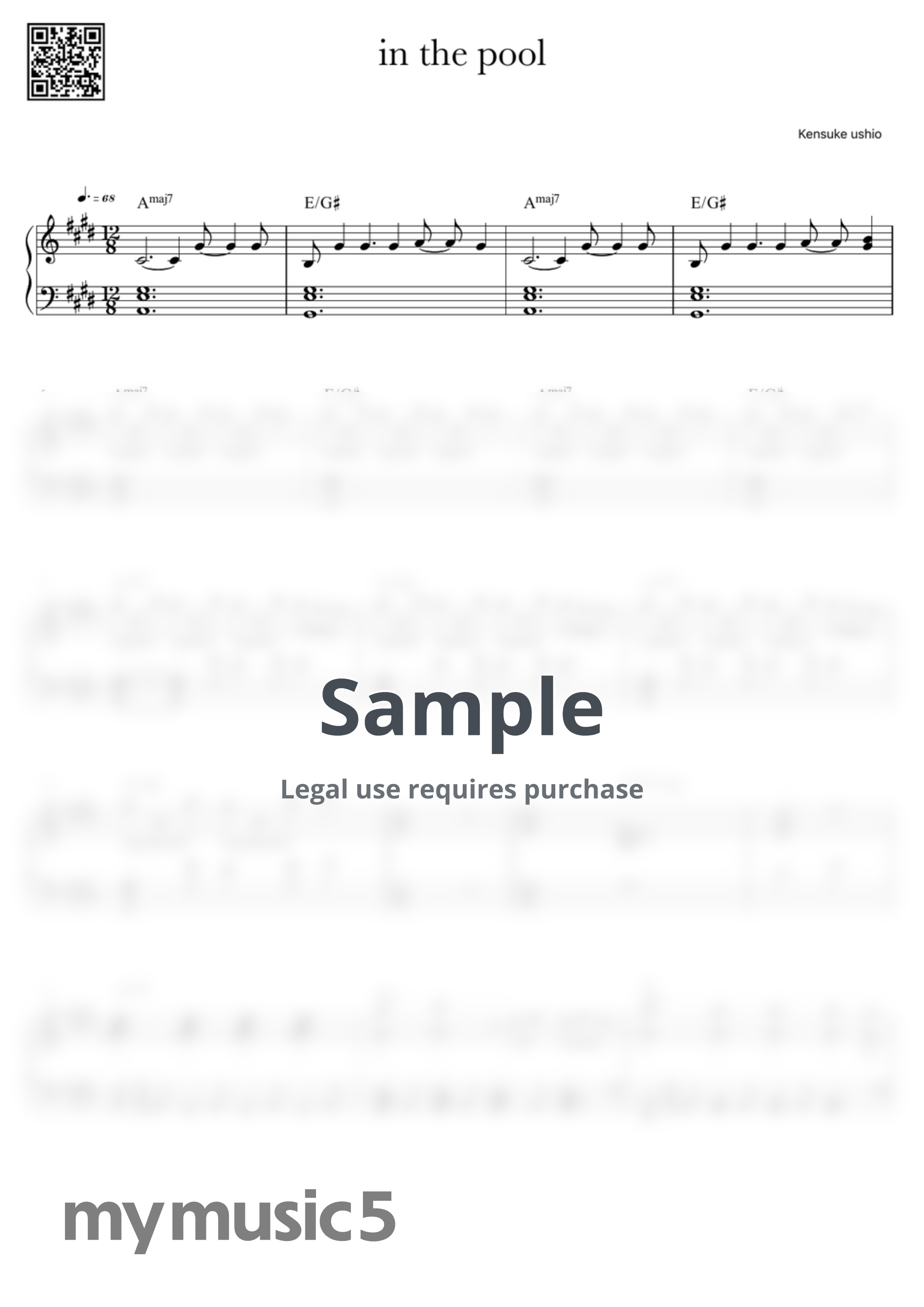 Chainsaw man reze - kensuke ushio - in the pool by Peach Piano