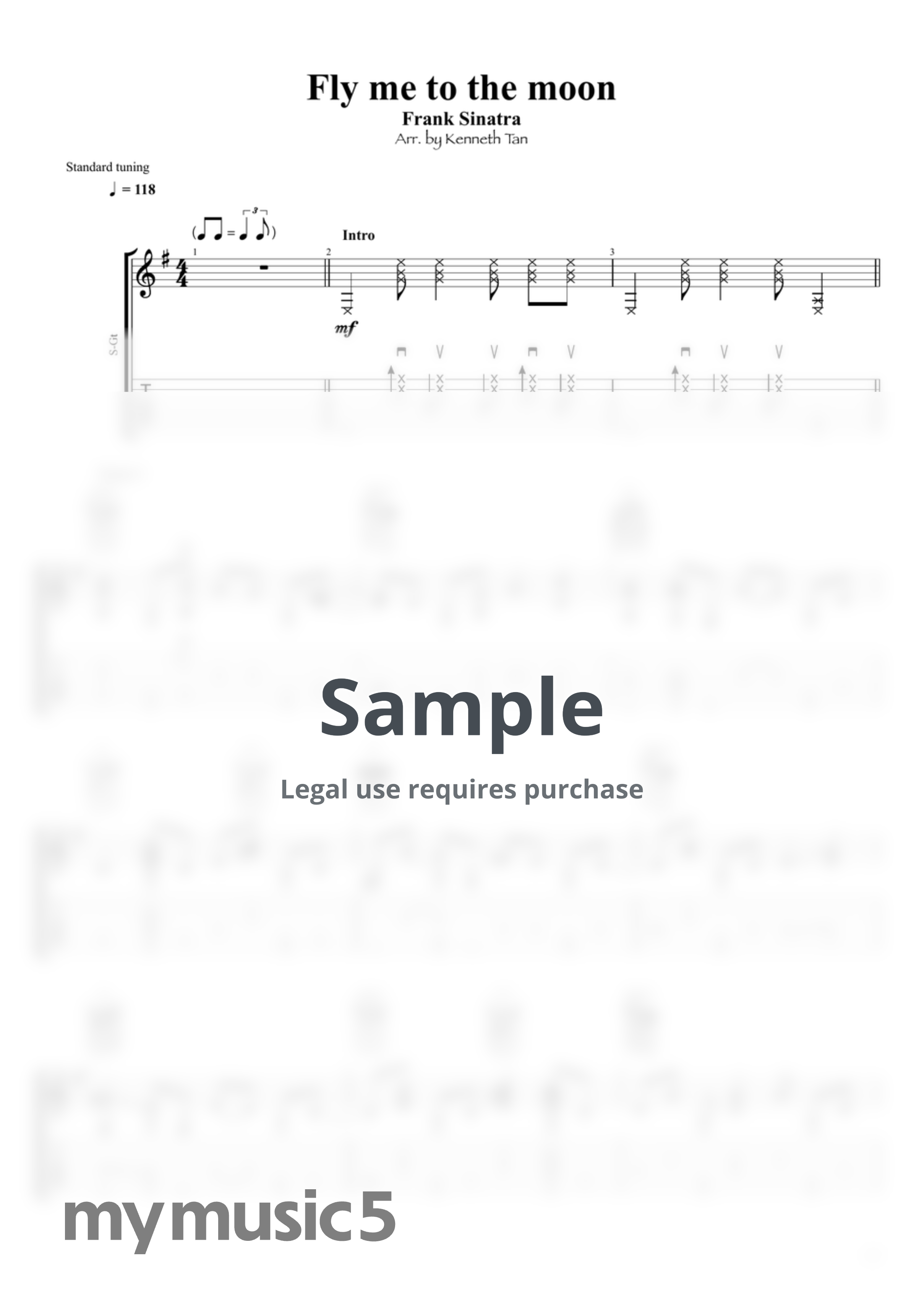 Frank Sinatra | Fingerstyle Guitar - Fly Me To The Moon by Kenneth Acoustic