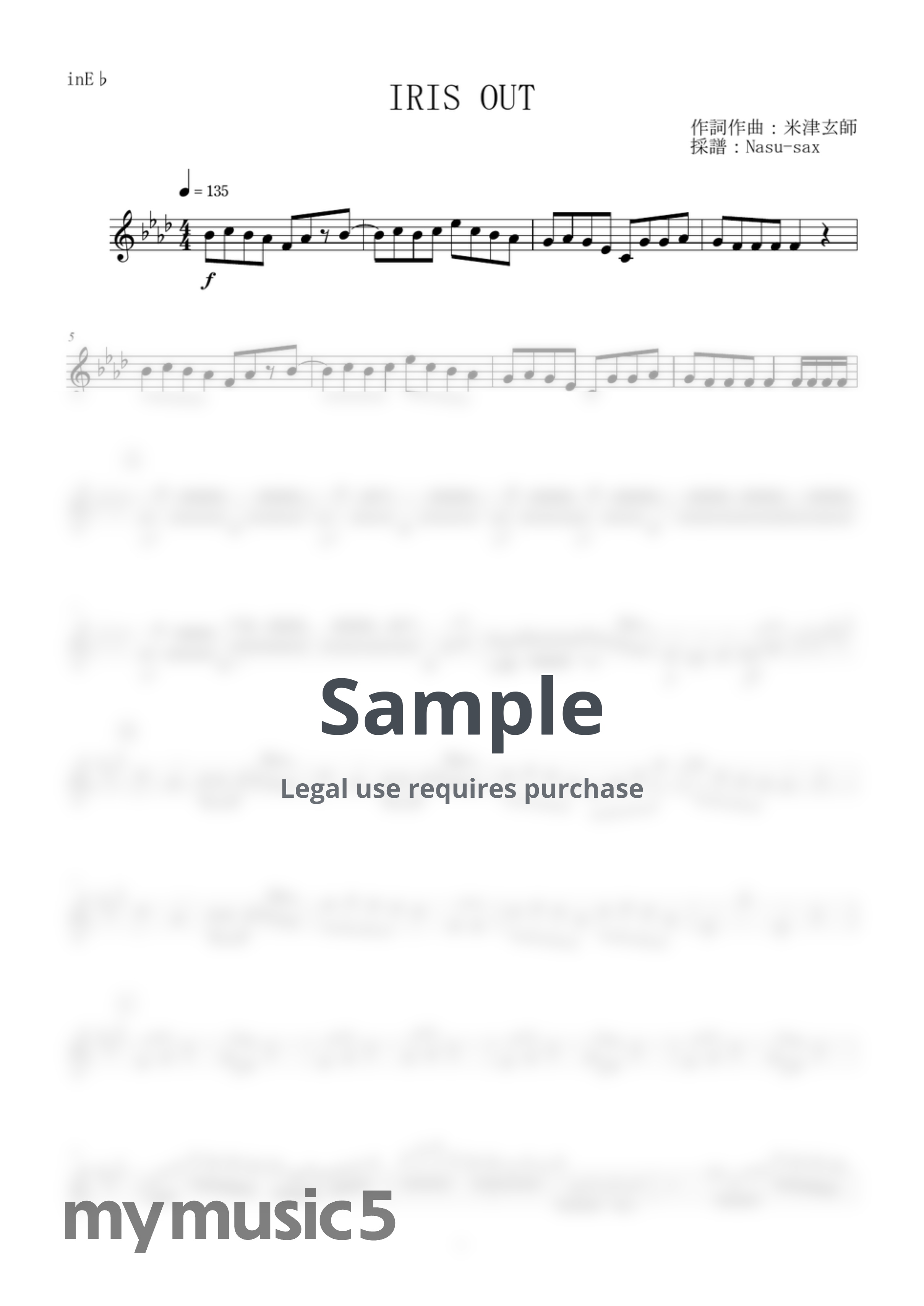 Kenshi Yonezu - IRIS OUT (inE♭) by Nasu☆saxophone