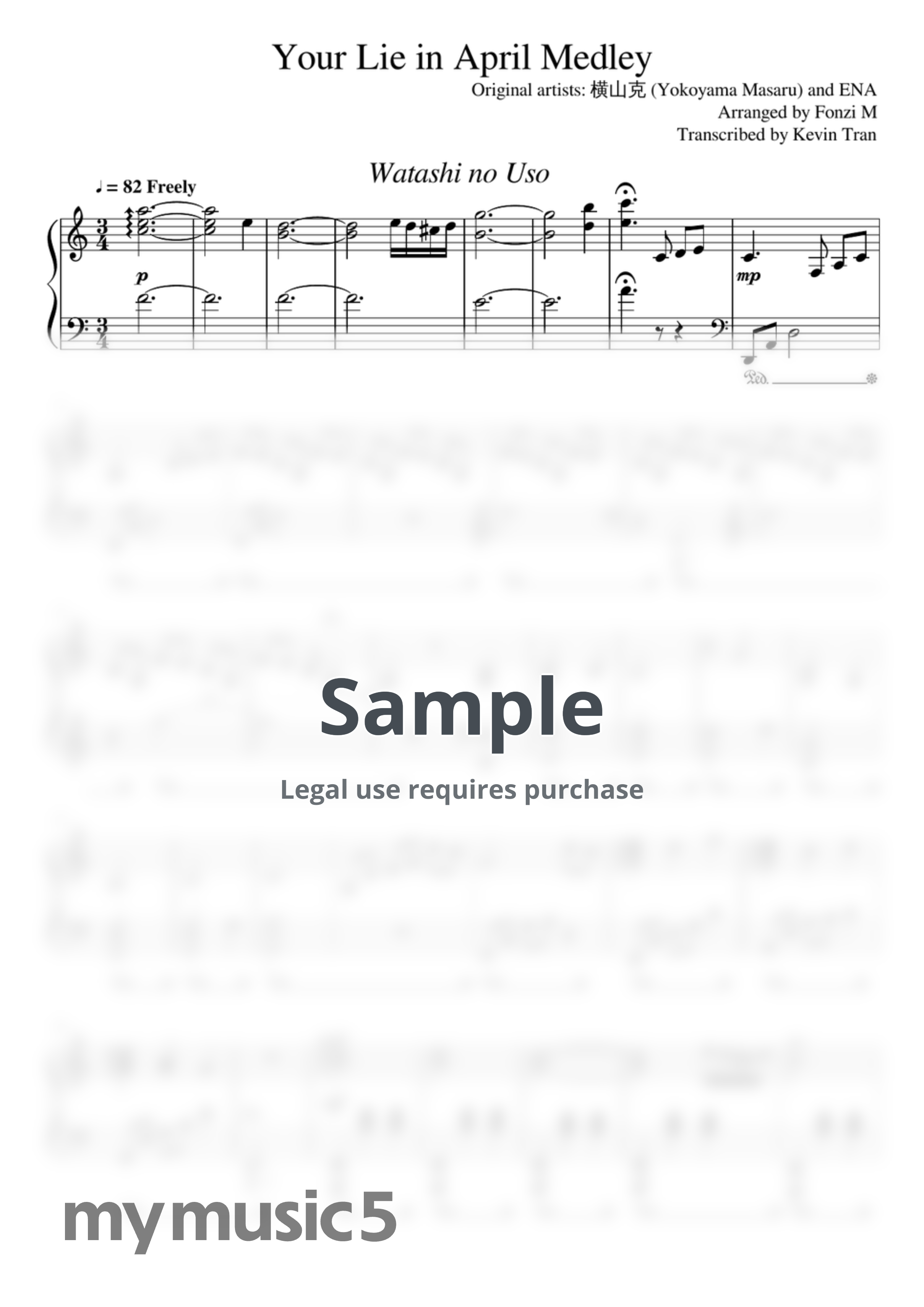 Masaru Yokoyama, ENA - Your Lie in April OST Medley: Watashi no Uso, Otouto Mitai wa Sonzai, My Truth Rondo Capriccioso, and Again by Fonzi M