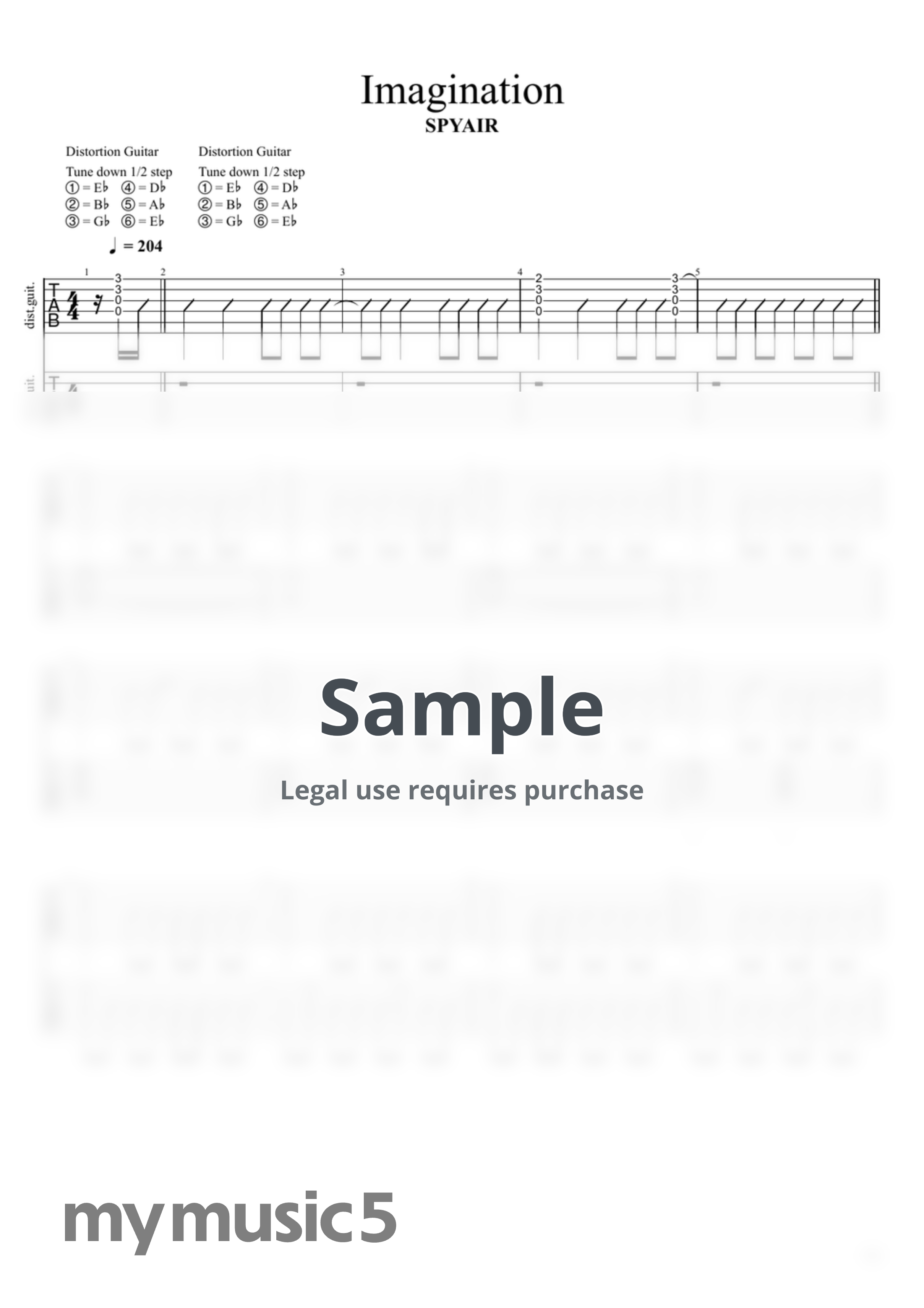 SPYAIR - SPYAIR - Imagination (G1, 2) by 악보하자