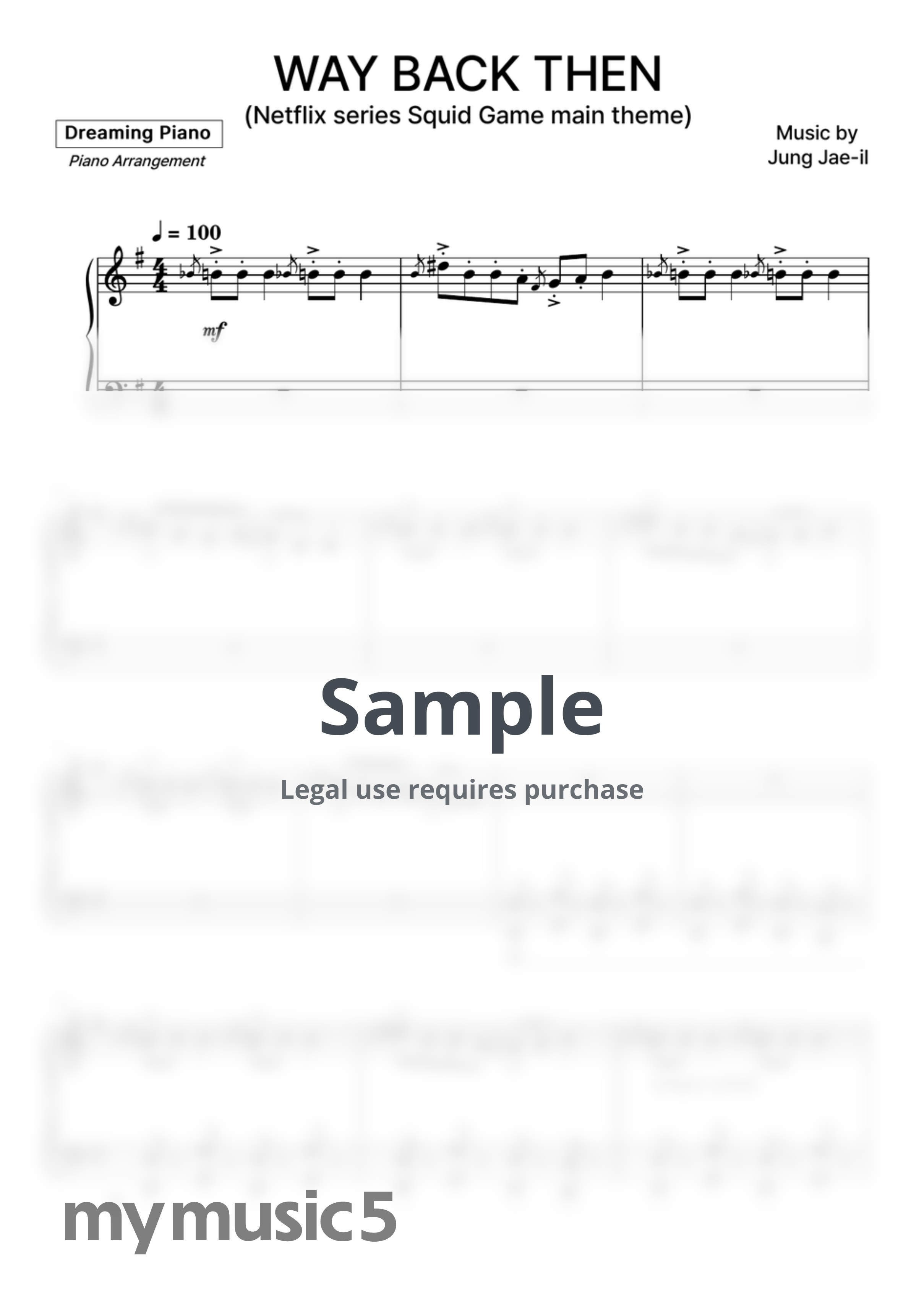 정재일(Jung Jae-il) - Squid Game - Way Back Then by Dreaming Piano