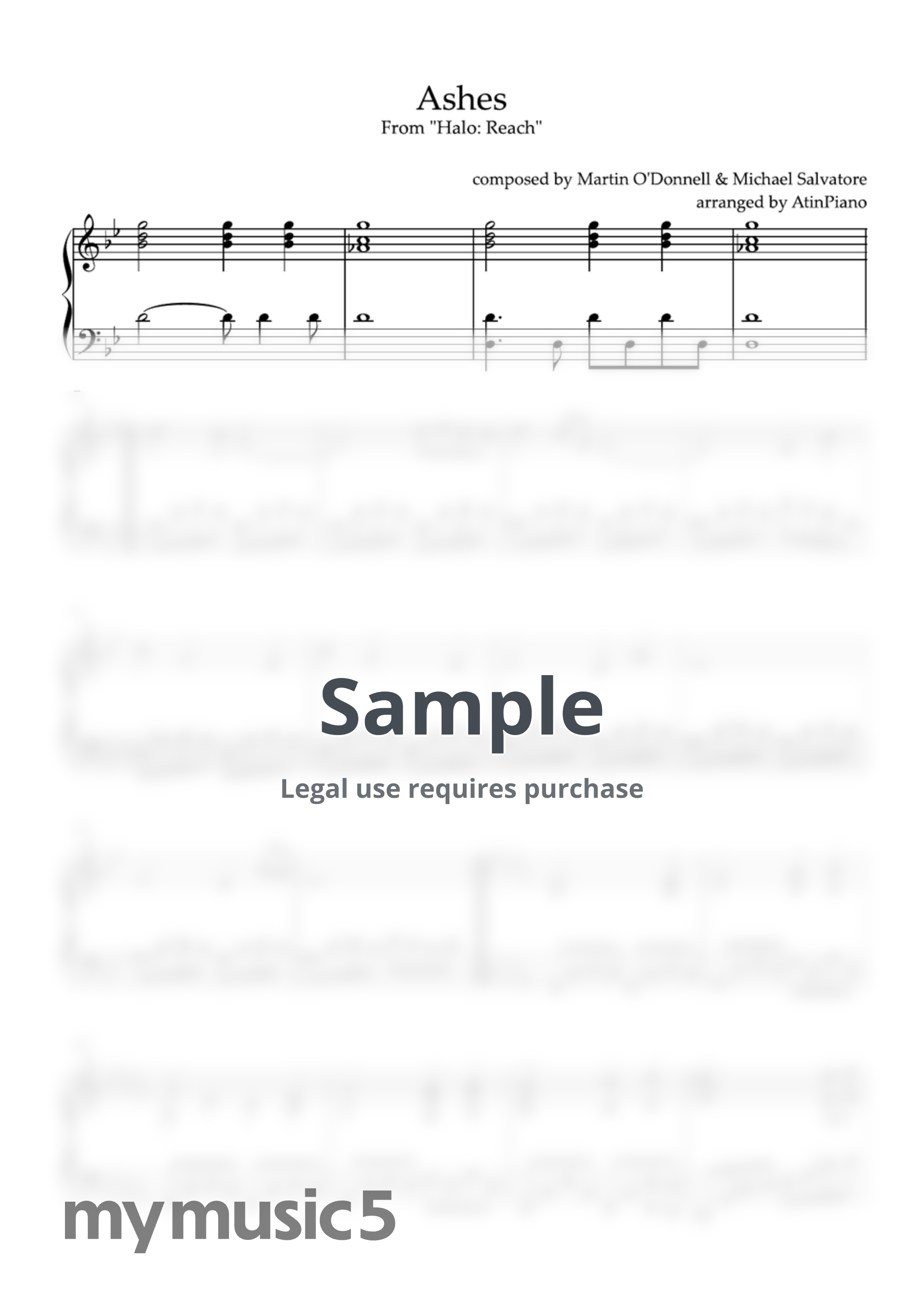 Martin O'Donnell &amp; Michael Salvatore - Ashes by AtinPiano