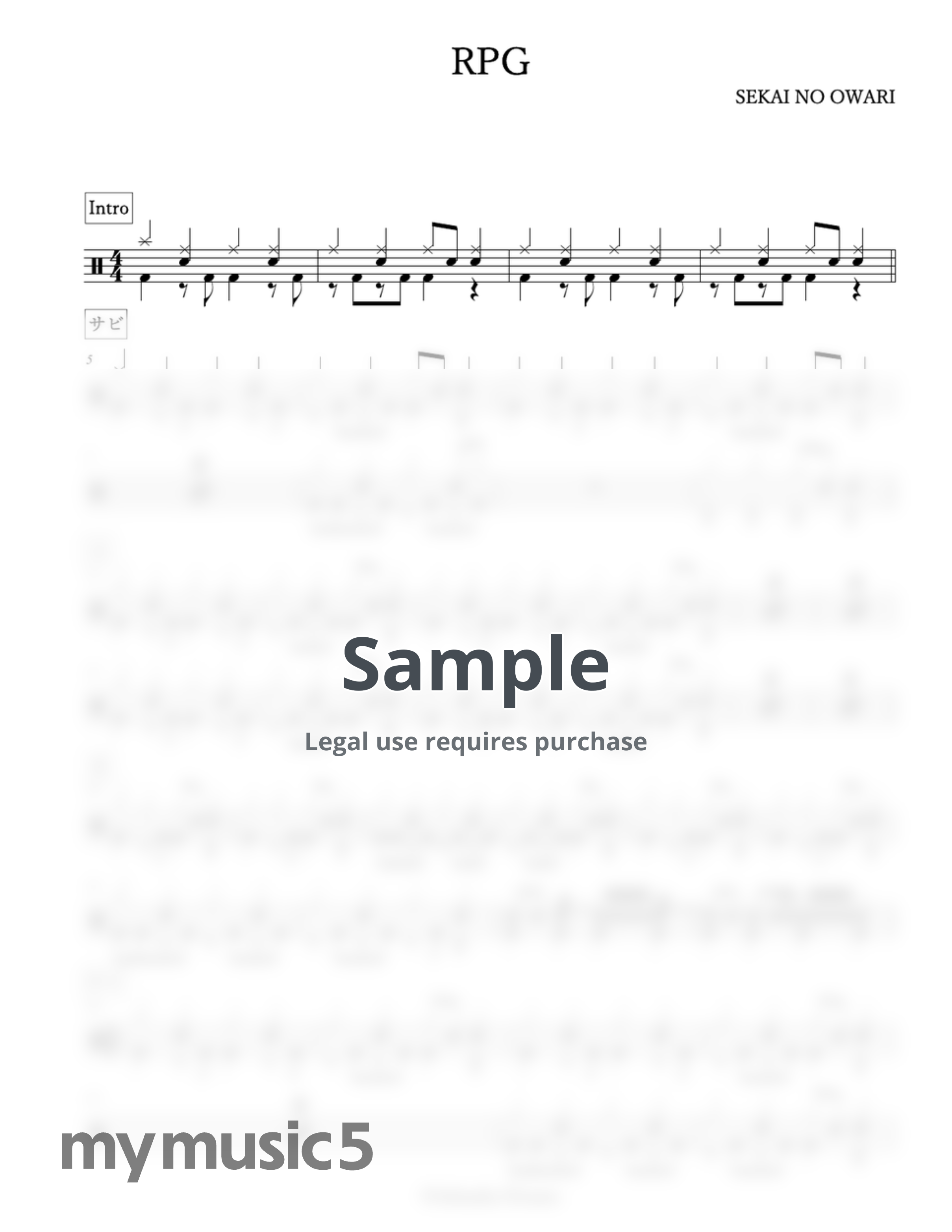 SEKAI NO OWARI - RPG by Arkadia Drums
