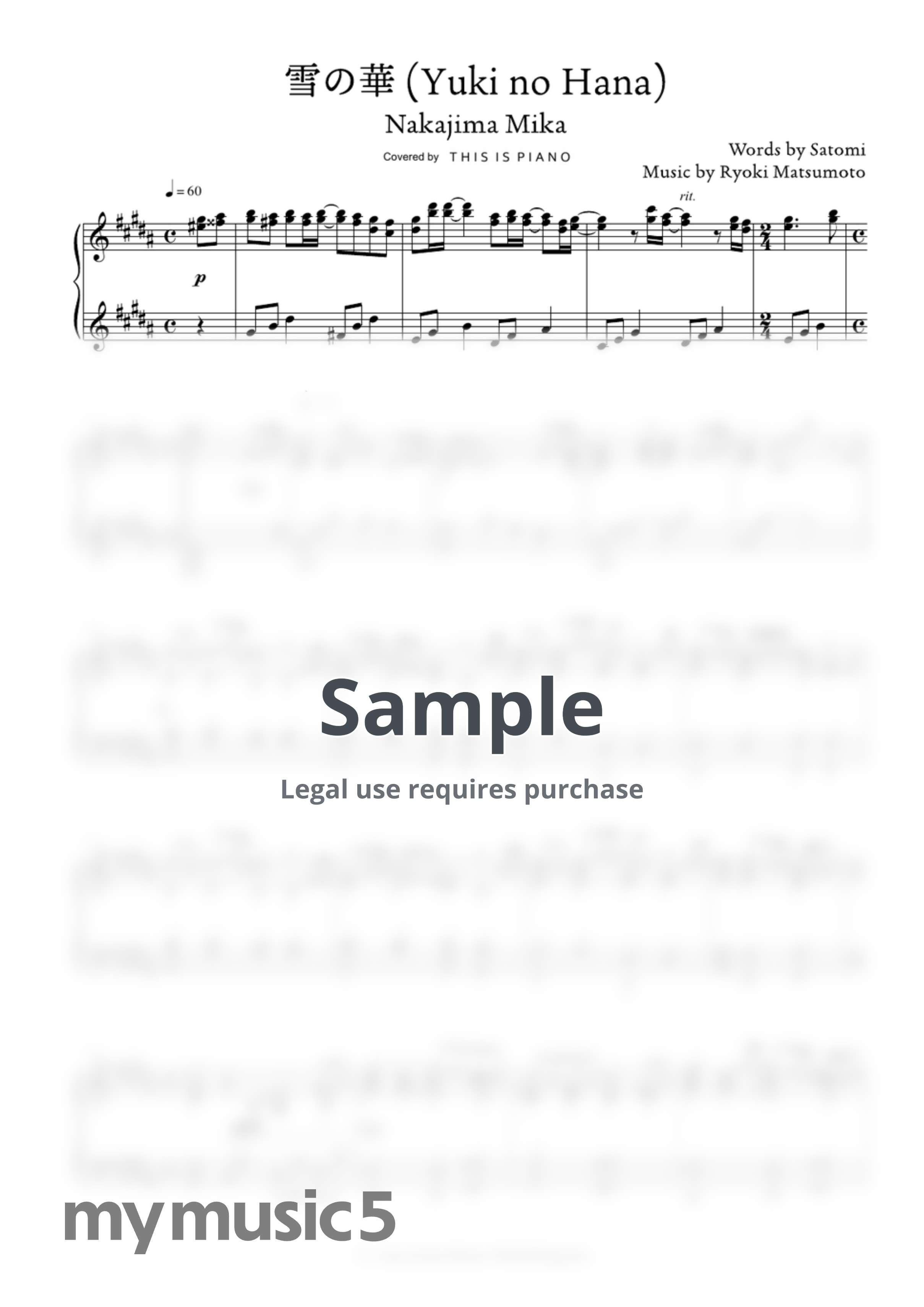 Nakashima Mika (나카시마 미카, 中島美嘉) - Yuki no Hana (눈의 꽃, 雪の華) by THIS IS PIANO