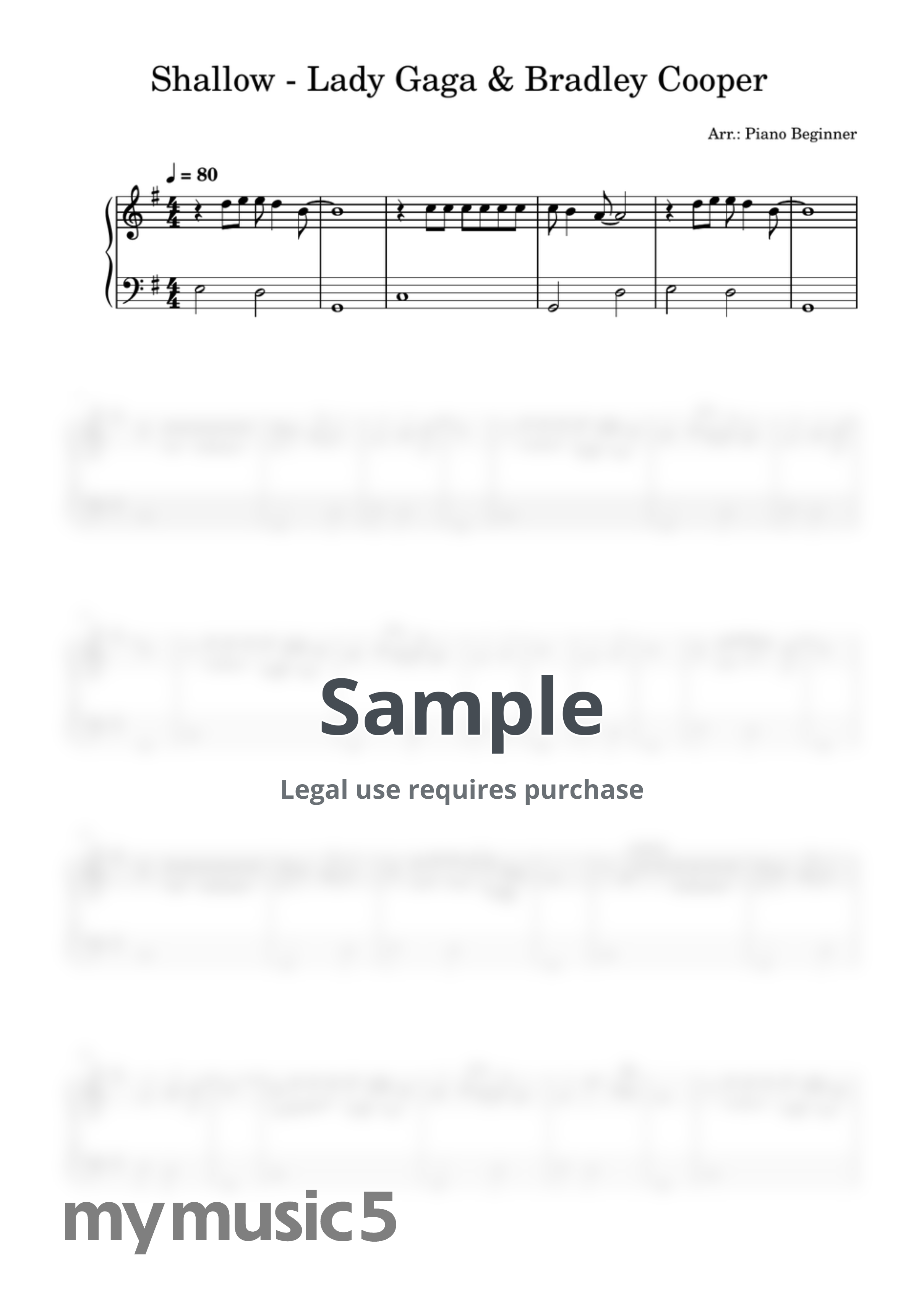 Lady Gaga &amp; Bradley Cooper - Shallow by Piano Beginner