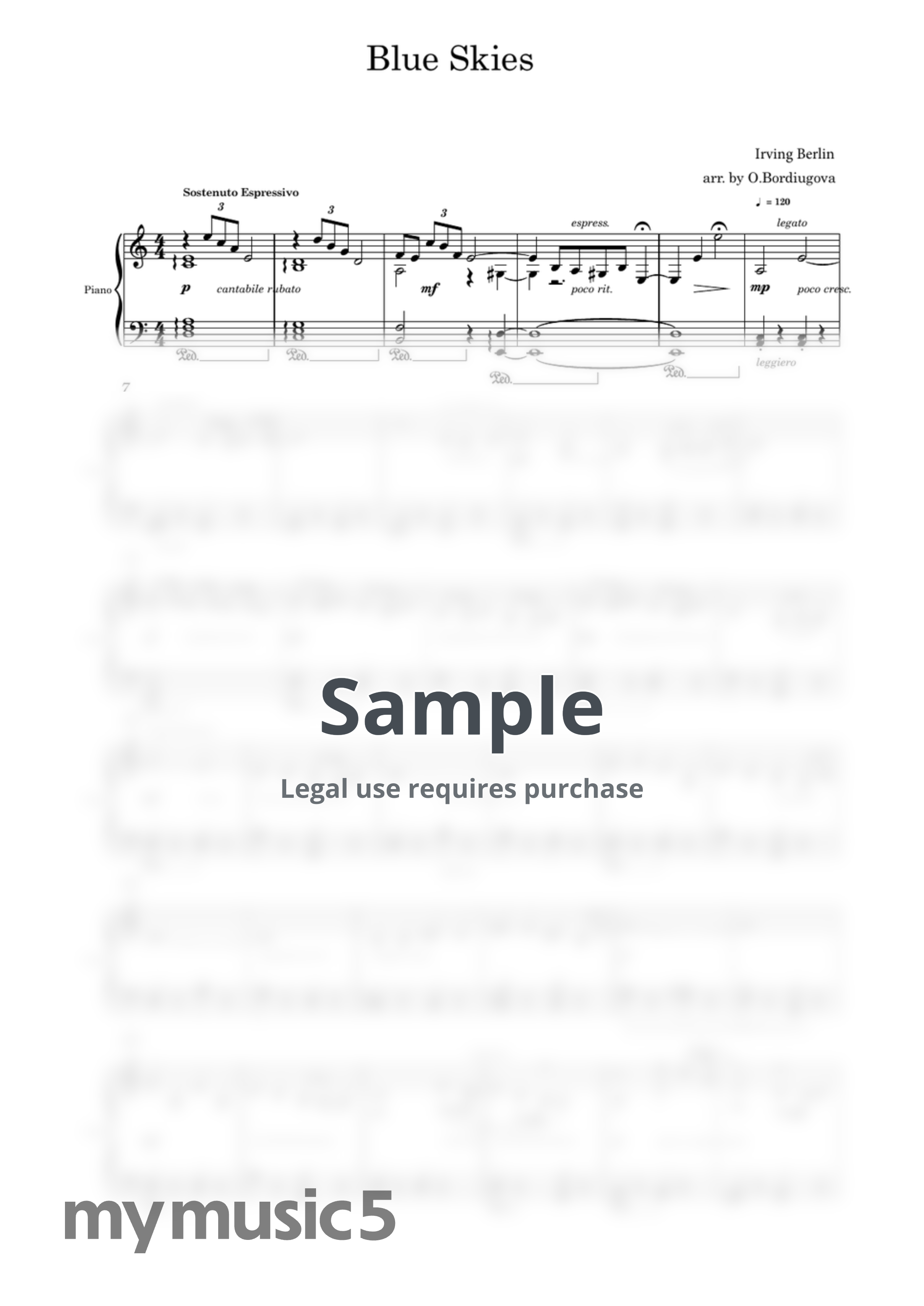 Irving Berlin - Blue Skies (Easy Piano Arrangement) by Edora