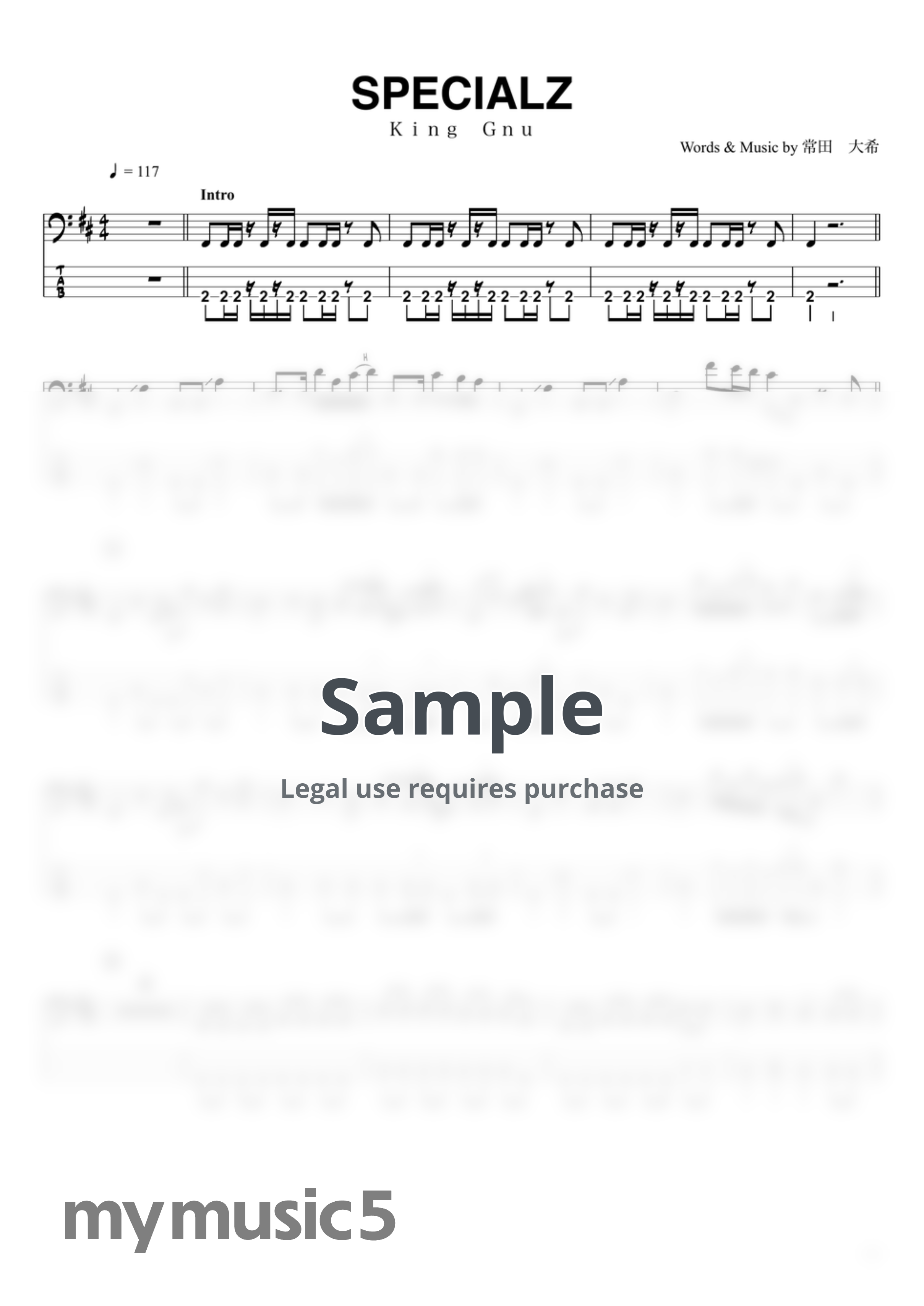 Ｋｉｎｇ　Ｇｎｕ - SPECIALZ (BassTAB 4strings) by swbass