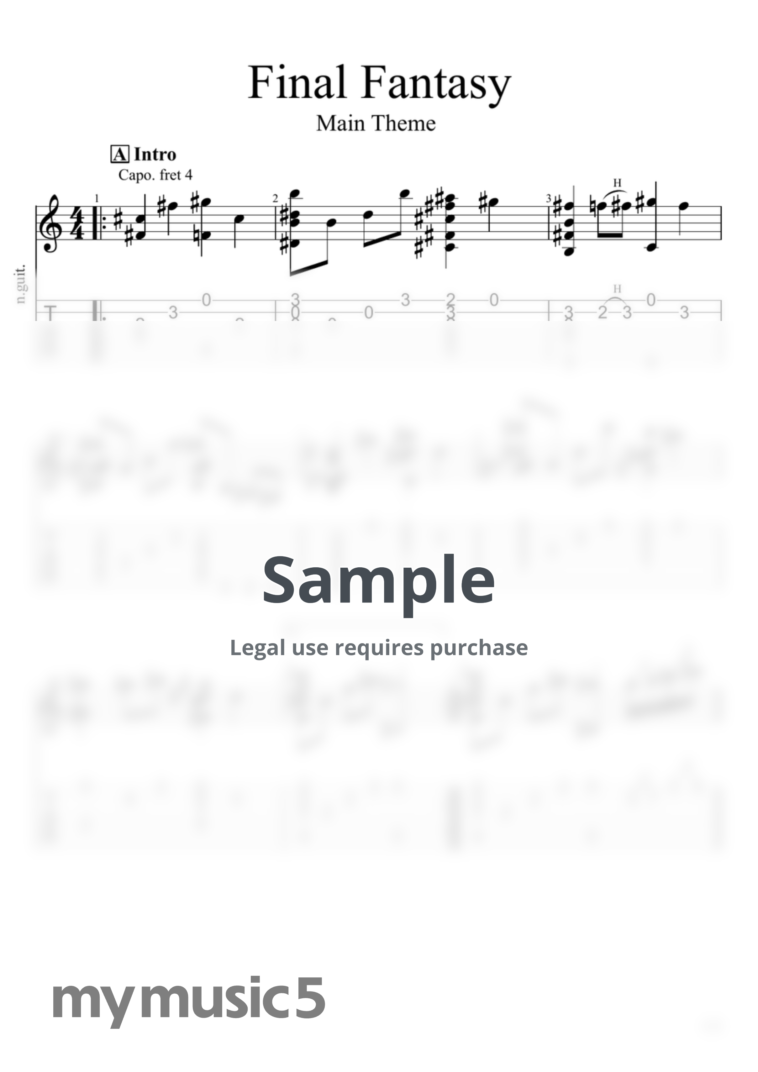 植松 伸夫/光田　康典/長山　善洋/上妻　宏光 - 【1曲分お得】Game 5曲コレクション・第一弾 (ソロギター) by 店長