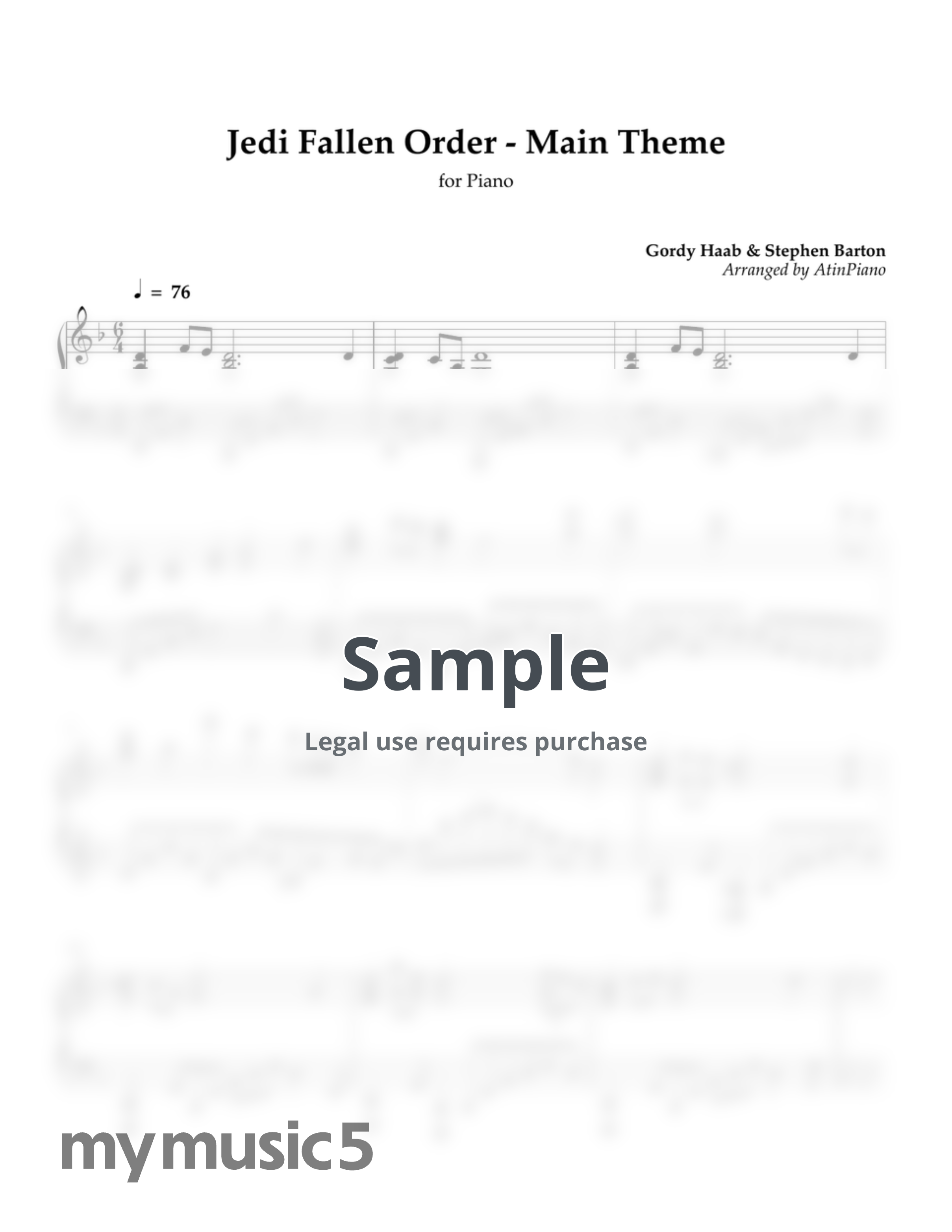 Gordy Haab &amp; Stephen Barton - Star Wars Jedi: Survivor - Main Theme by AtinPiano