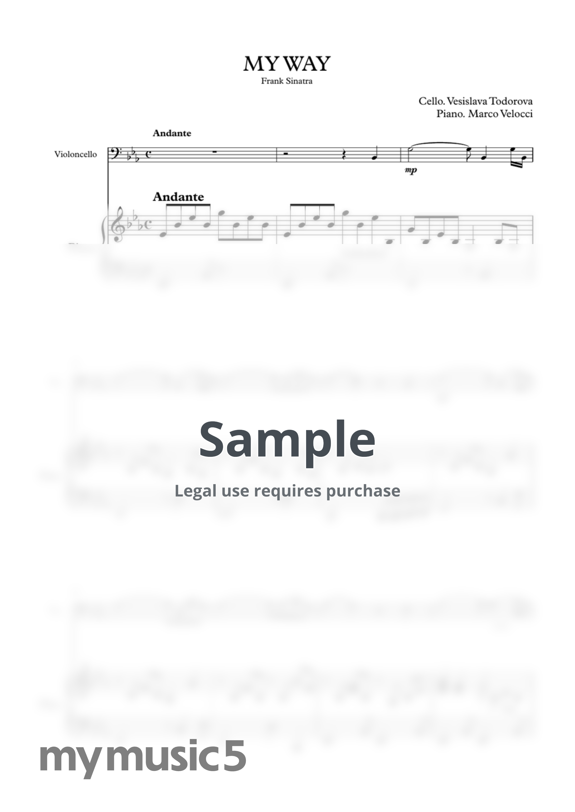 Frank Sinatra - My Way (Cello &amp; Piano) by Vesislava Todorova