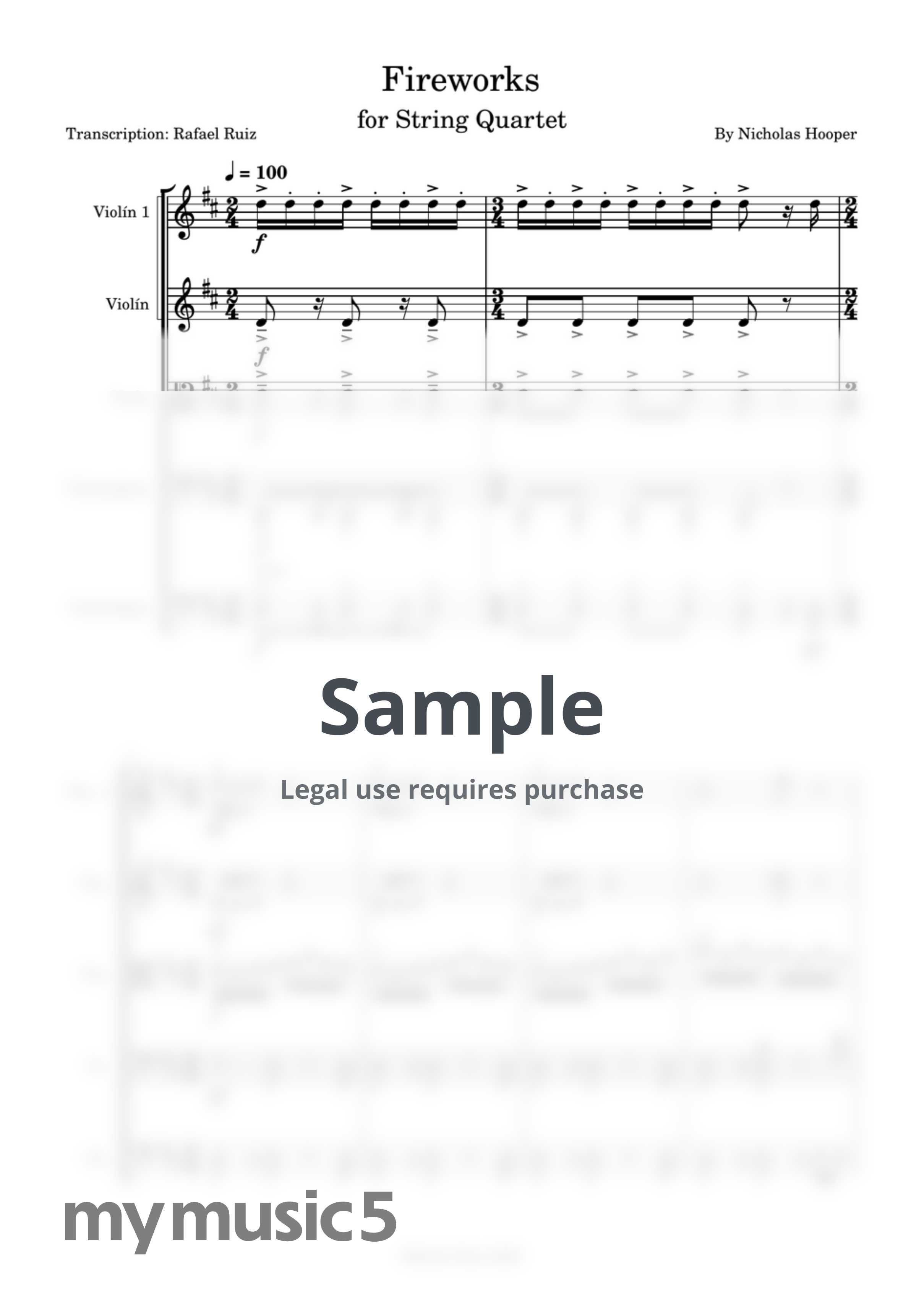 Nicholas Hooper - Fireworks (Adapted for String Quartet) by Rafael Ruiz