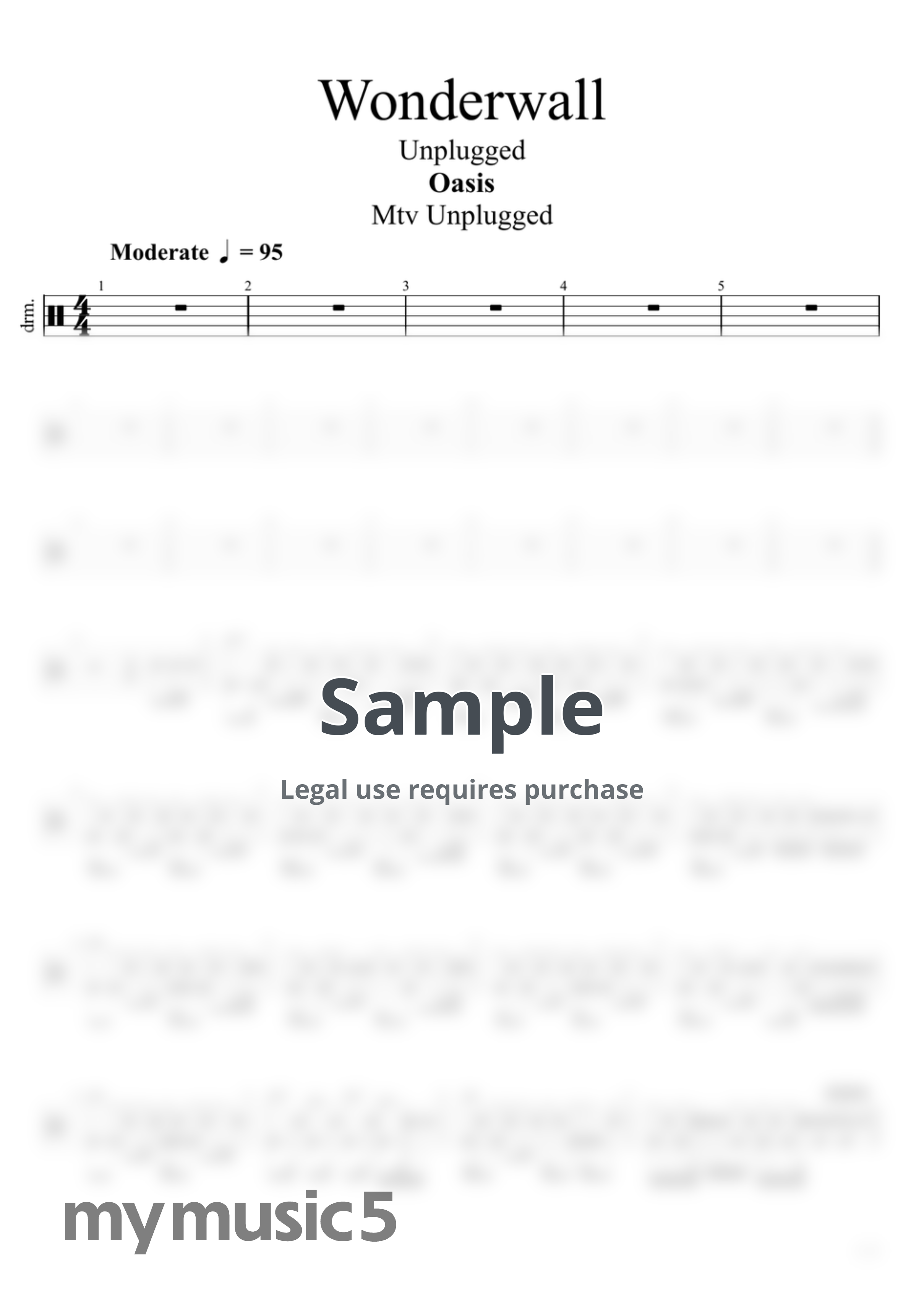 oasis - Wonderwall (DRUMS) by 악보하자