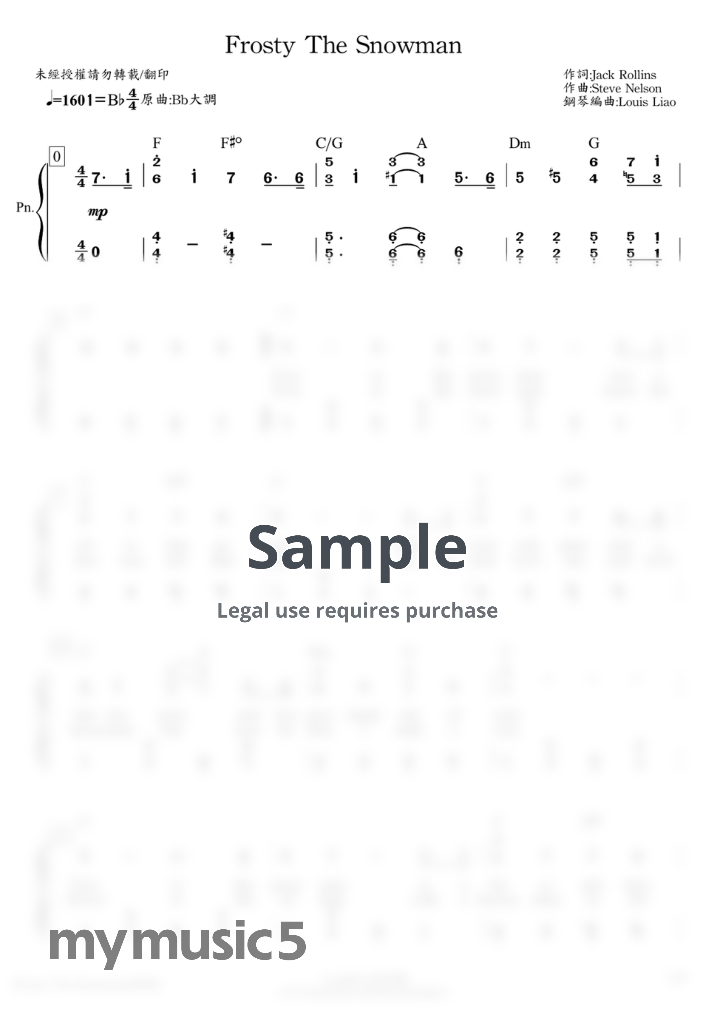 聖誕歌曲 - Frosty The Snowman 霜白的雪人 (簡譜版) by LouisLiao