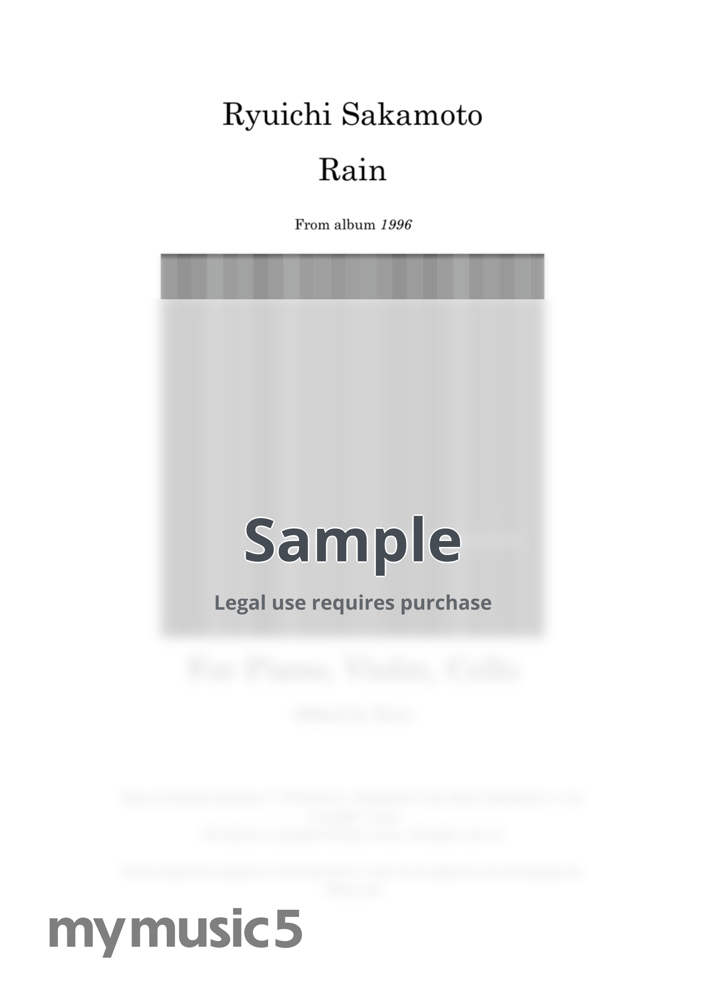 Ryuichi Sakamoto - Rain (Edited and corrected from scores presented along with the Ryuichi Samamoto's album "1996" vinyl.) by Xeno