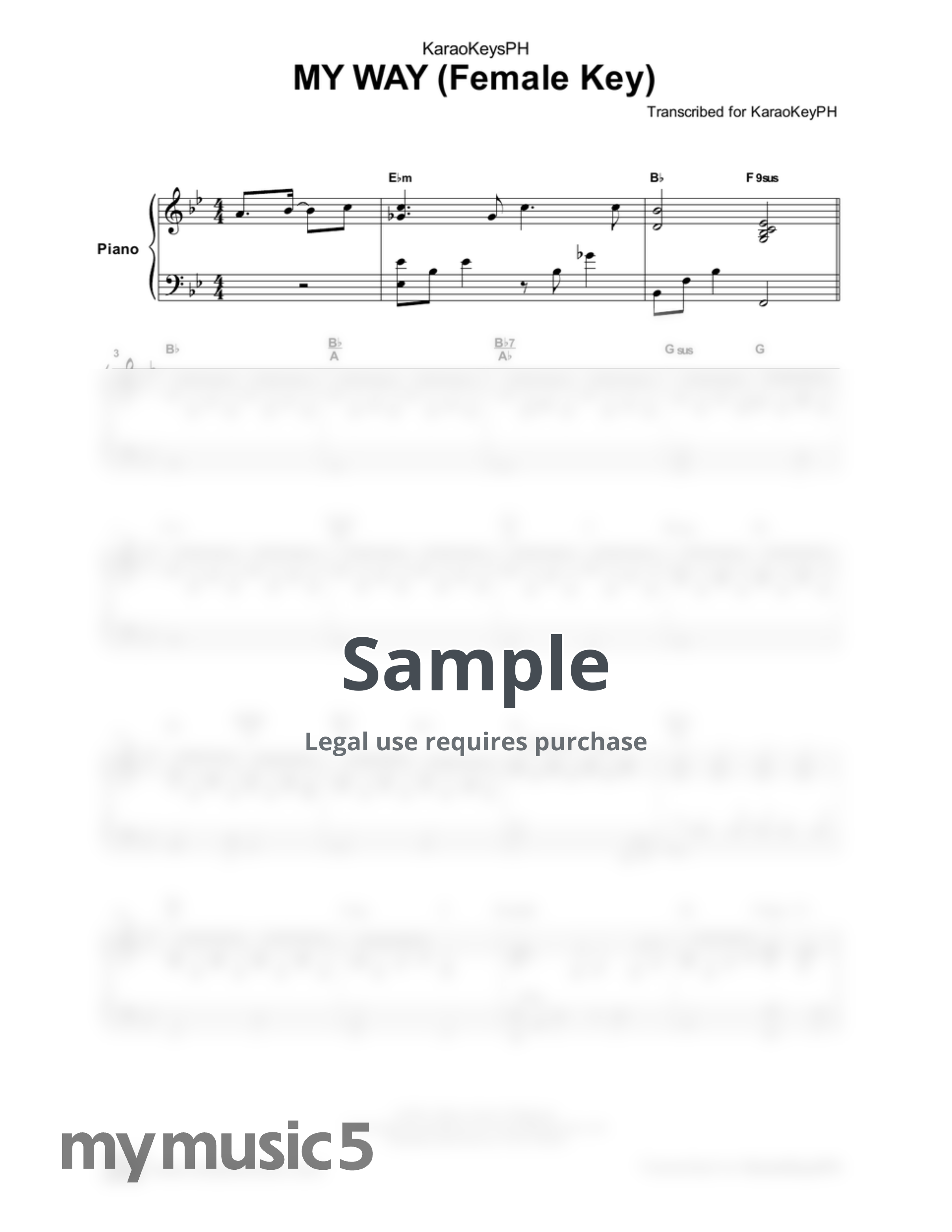 Frank Sinatra - My Way - Frank Sinatra (Female Key - Piano Karaoke) by KaraoKeysPH