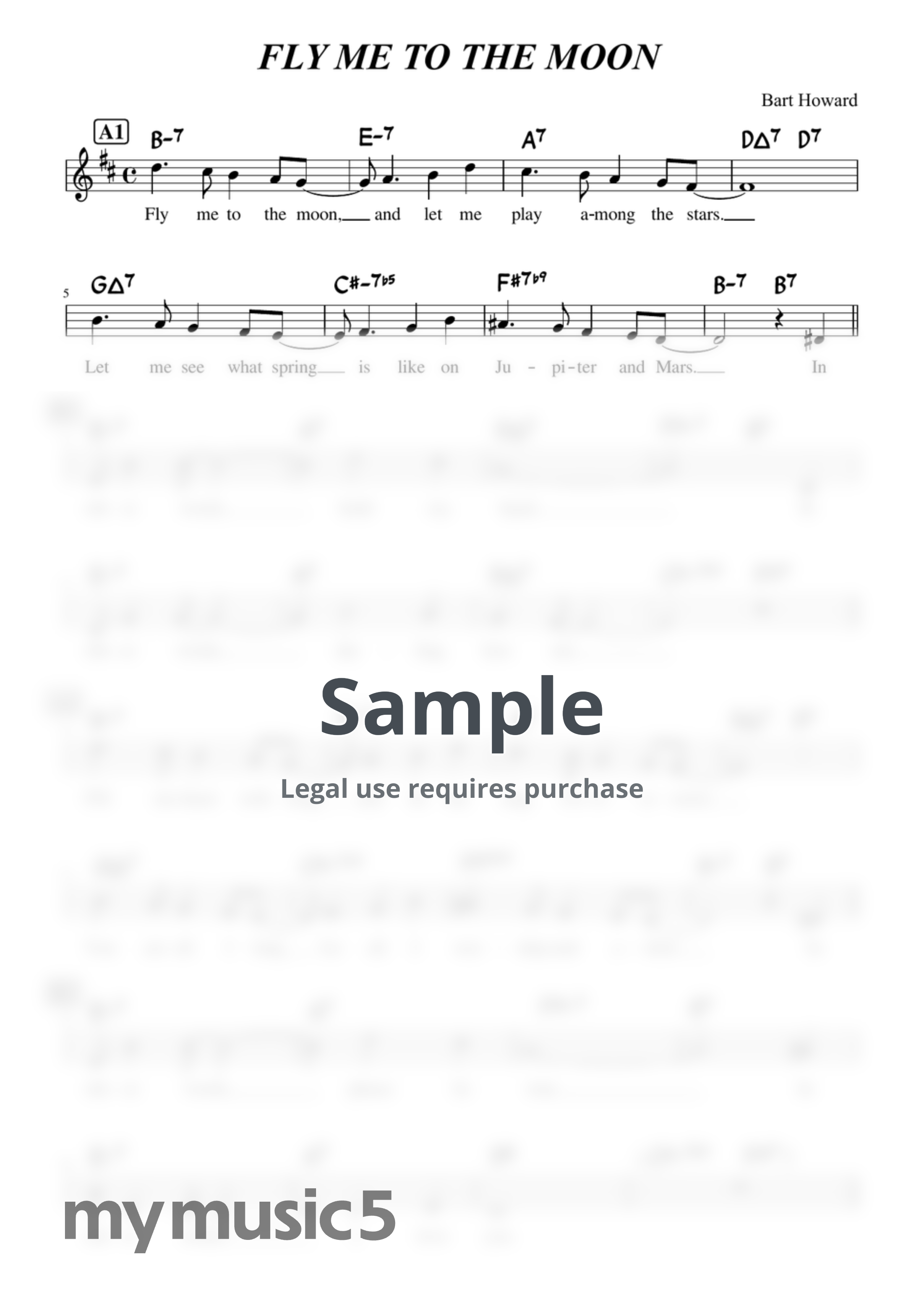 바트 하워드 - Fly Me to the Moon (D키 / 가사) by Timely music