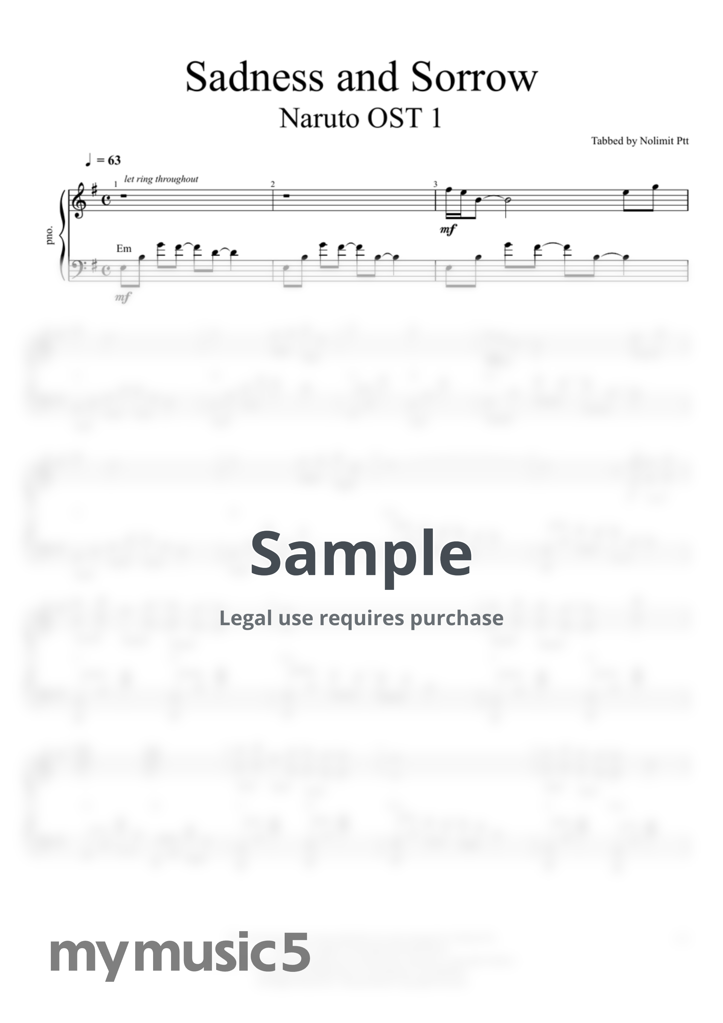 Naruto OST 1 - Sadness and Sorrow (Piano) by Nolimit Ptt