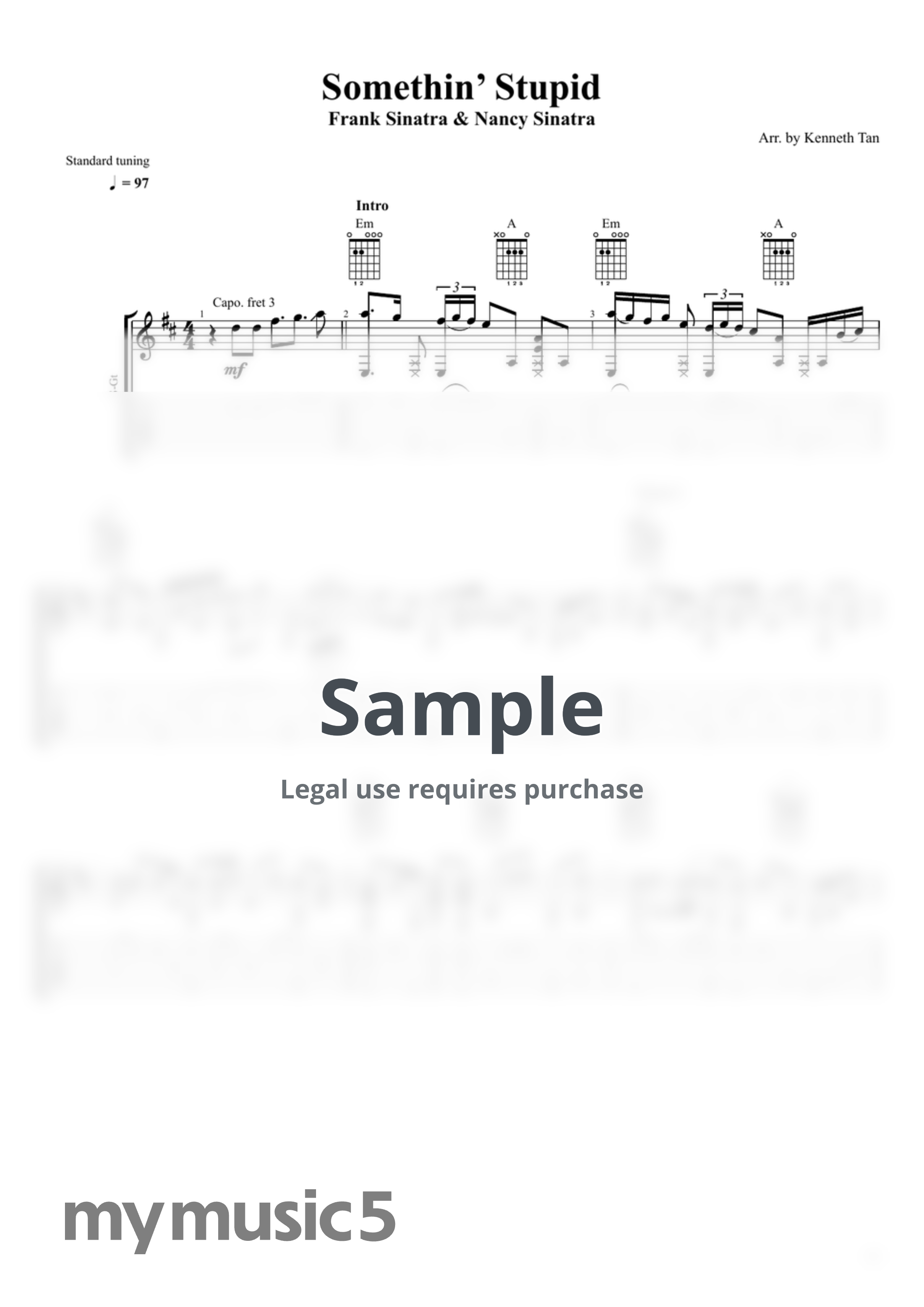 Frank Sinatra &amp; Nancy Sinatra | Fingerstyle Guitar - Somethin’ Stupid by Kenneth Acoustic